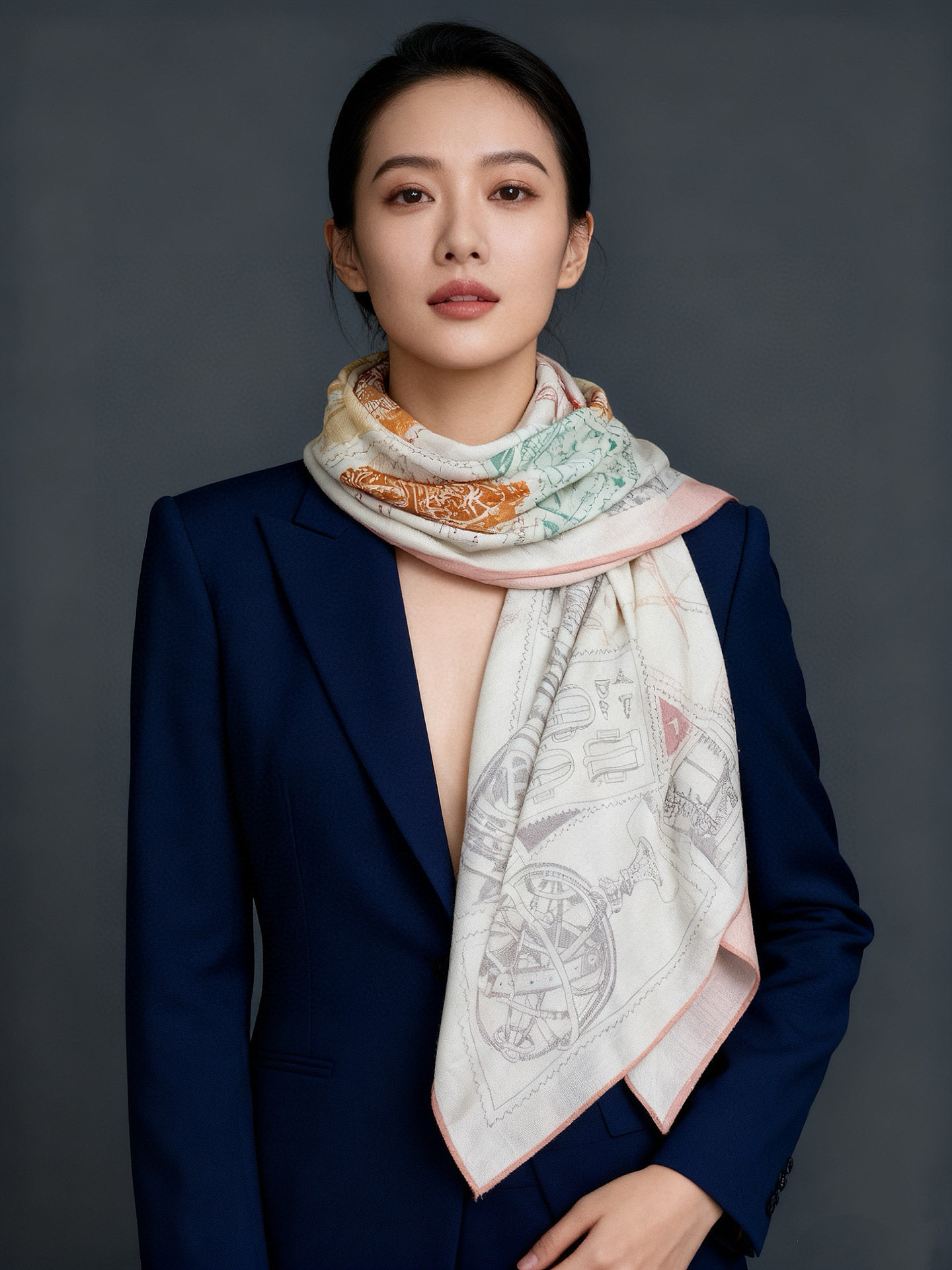 💟2025年秋冬抢先 上新💞【双面同色丝绒绒方巾】手工卷边山羊绒和真丝混纺披肩（70%山羊绒，30%桑蚕