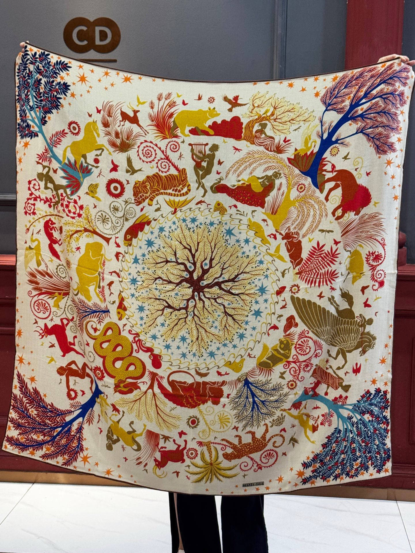 羊绒新款🆕👏👏买了都说好看‼️推荐💕爱马仕双面同色羊绒方巾【玛雅森林双面同色140】，顶级工艺超值‼️爱