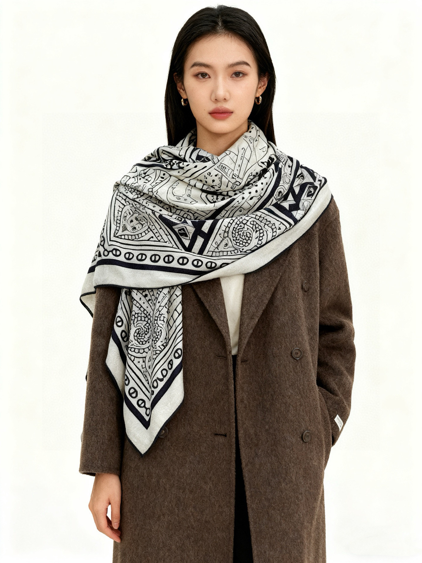 ✨✨【双面同色 丝毛款】H家羊绒新款 买了都说好看‼️推荐💕【爱心骏马 140】羊绒方巾‼️H家ZG爆款