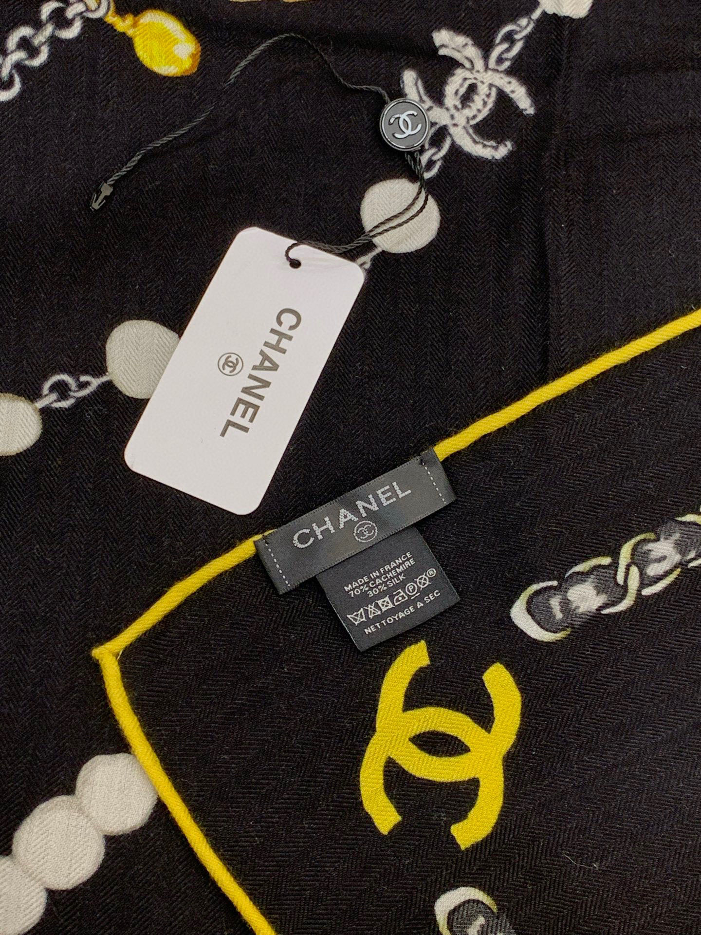 Chanel ~25秋冬新品～“珠光宝气”【140双面丝绒披肩】手工卷边丝绒方巾（30%桑蚕丝70%羊绒