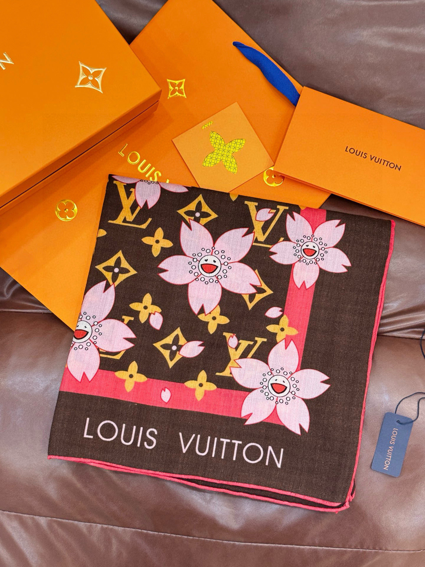 LV x TM MONOGRAM CHERRY BLOSSOM 【140顶级丝绒双面同色披肩】本款丝绒披