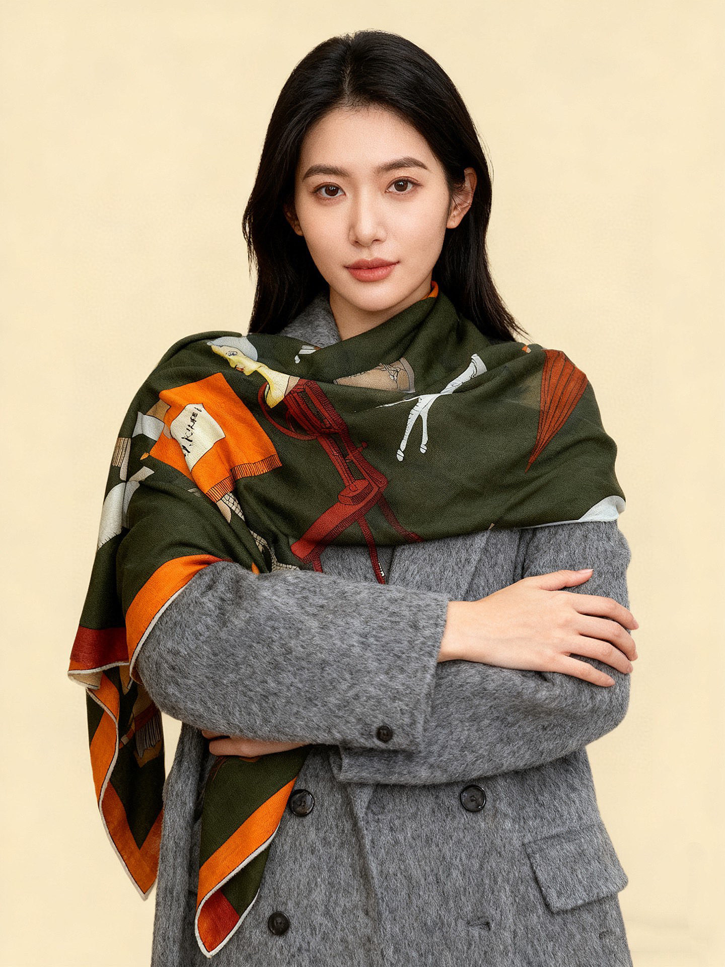 羊绒新款🆕👏👏买了都说好看‼️推荐💕爱马仕双面同色羊绒方巾【双面同色140】，顶级工艺超值‼️爱马仕专柜