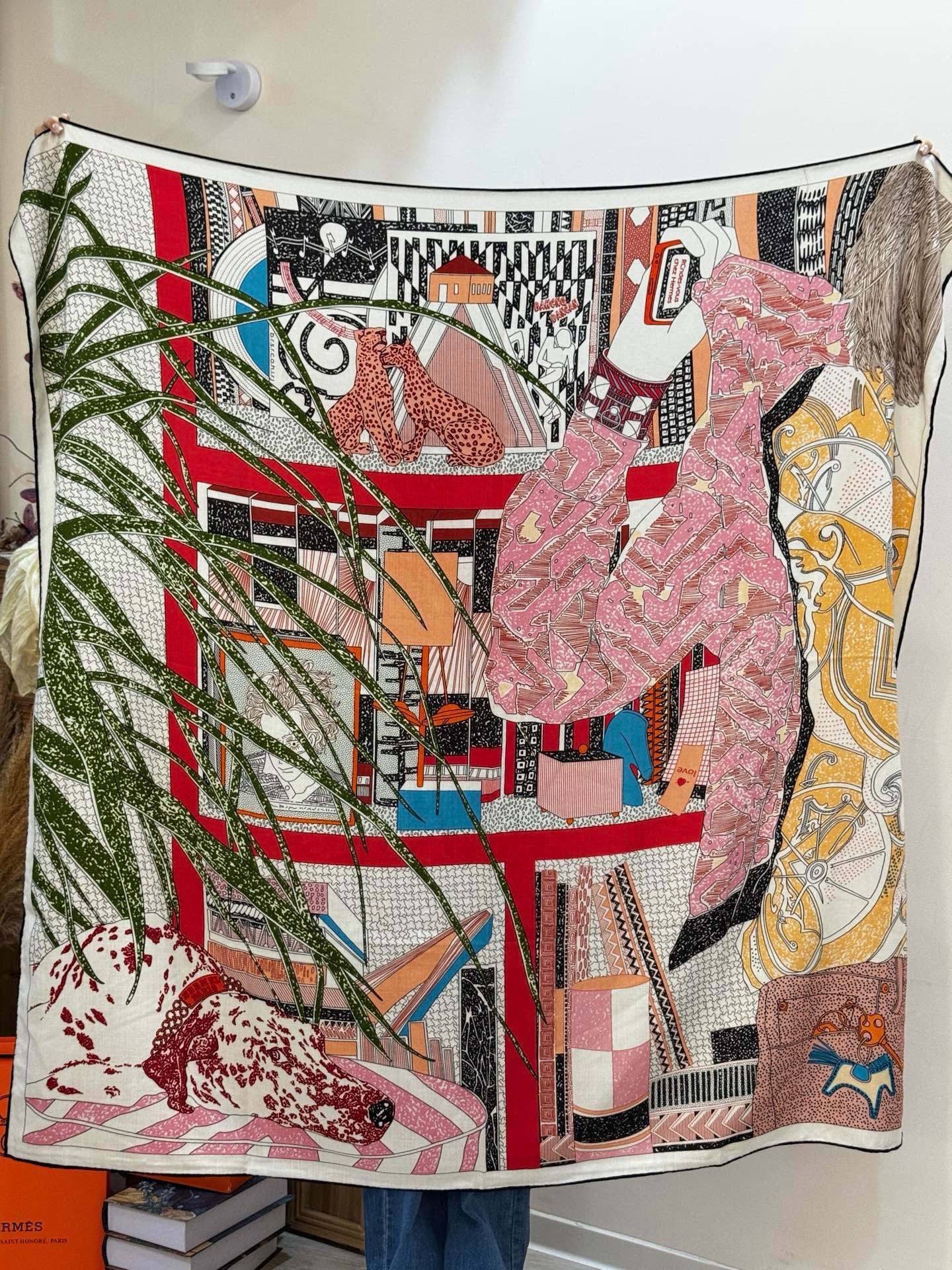 💟2025年秋冬抢先 上新💞【双面同色丝毛方巾】手工卷边山羊绒和真丝混纺披肩（70%山羊绒，30%桑蚕丝