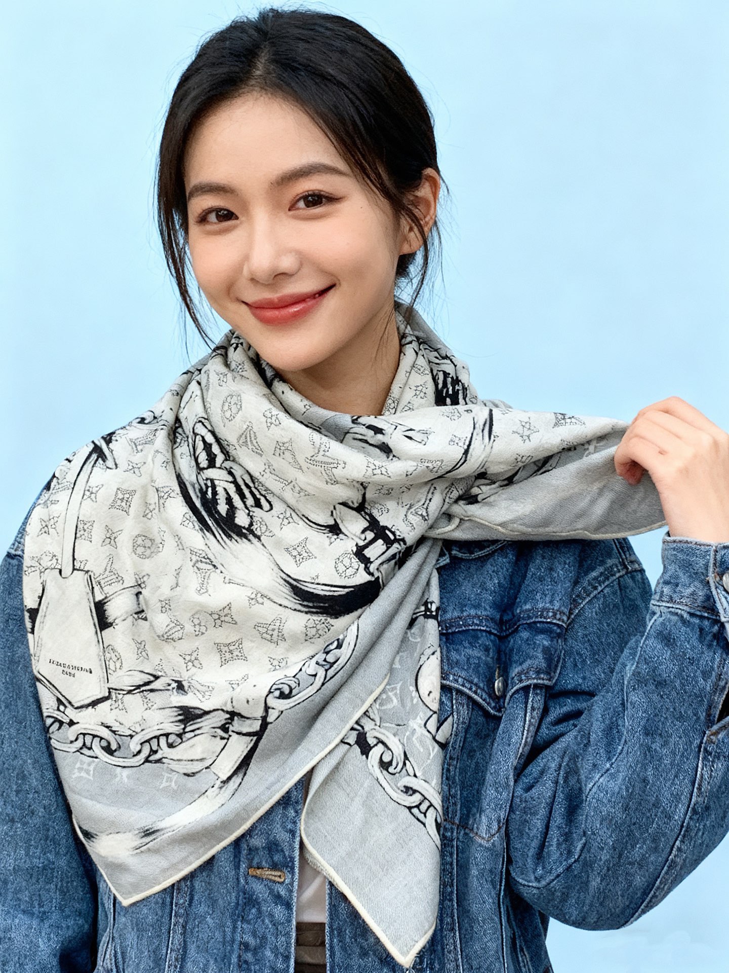 LV x TM 140披肩【140顶级丝绒双面同色披肩】本款LVxTMMonogram Multicol