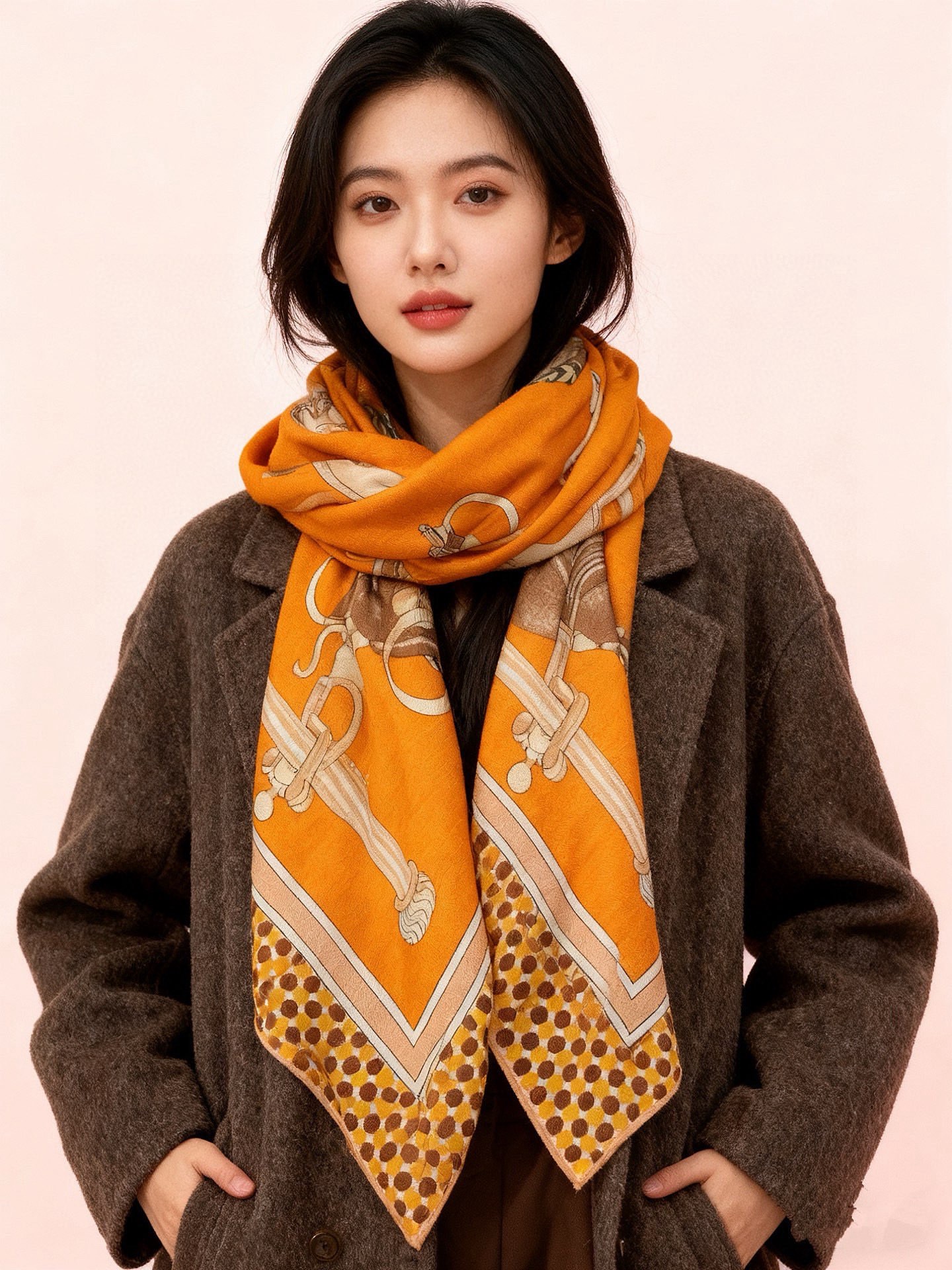 【140顶级丝羊绒双面同色披肩『骏马之城』！！超级气质！！】不仅美有其表，更有好品质与好细节的出彩内质！