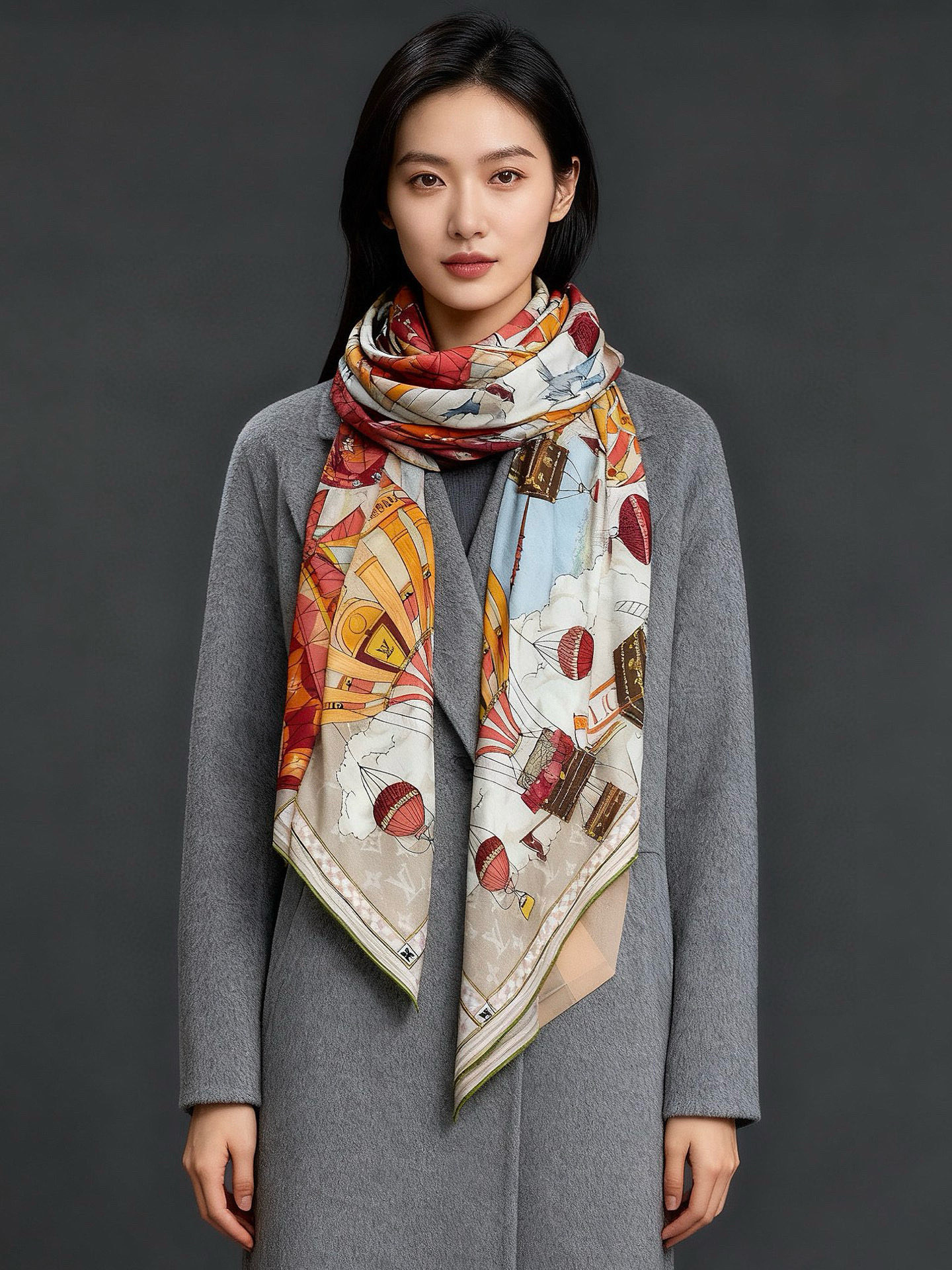 LV x TM 140披肩【140顶级丝绒双面同色披肩】本款LVxTMMonogram Multicol