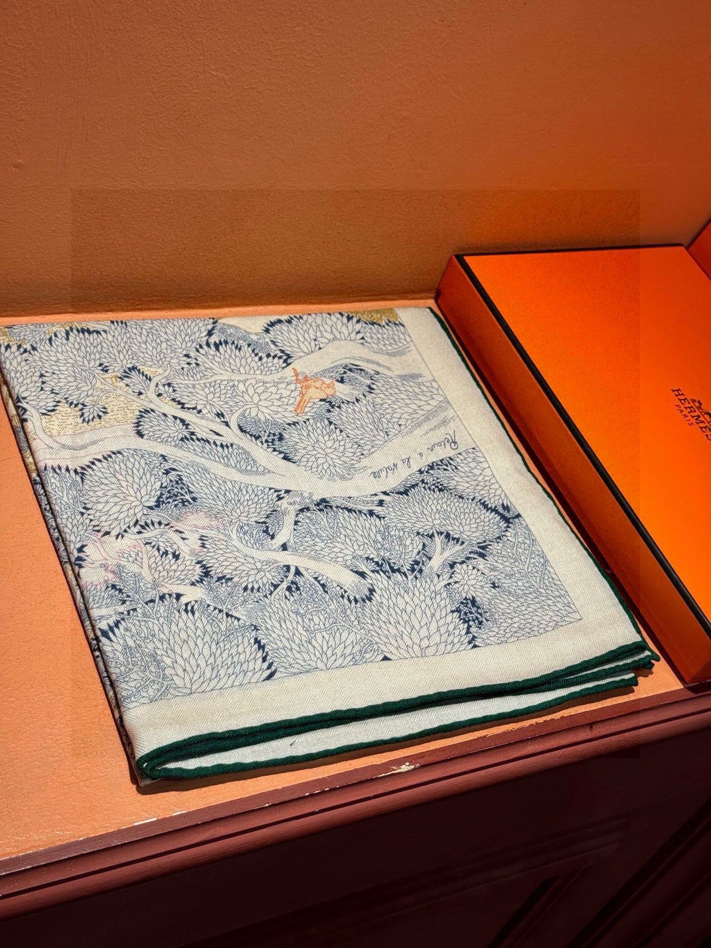 爱马仕～秋冬搭配利器❗️顶级双面同色 版真丝羊绒披肩！！1条等于2条】点睛精彩，图案和配色都超级喜欢，又