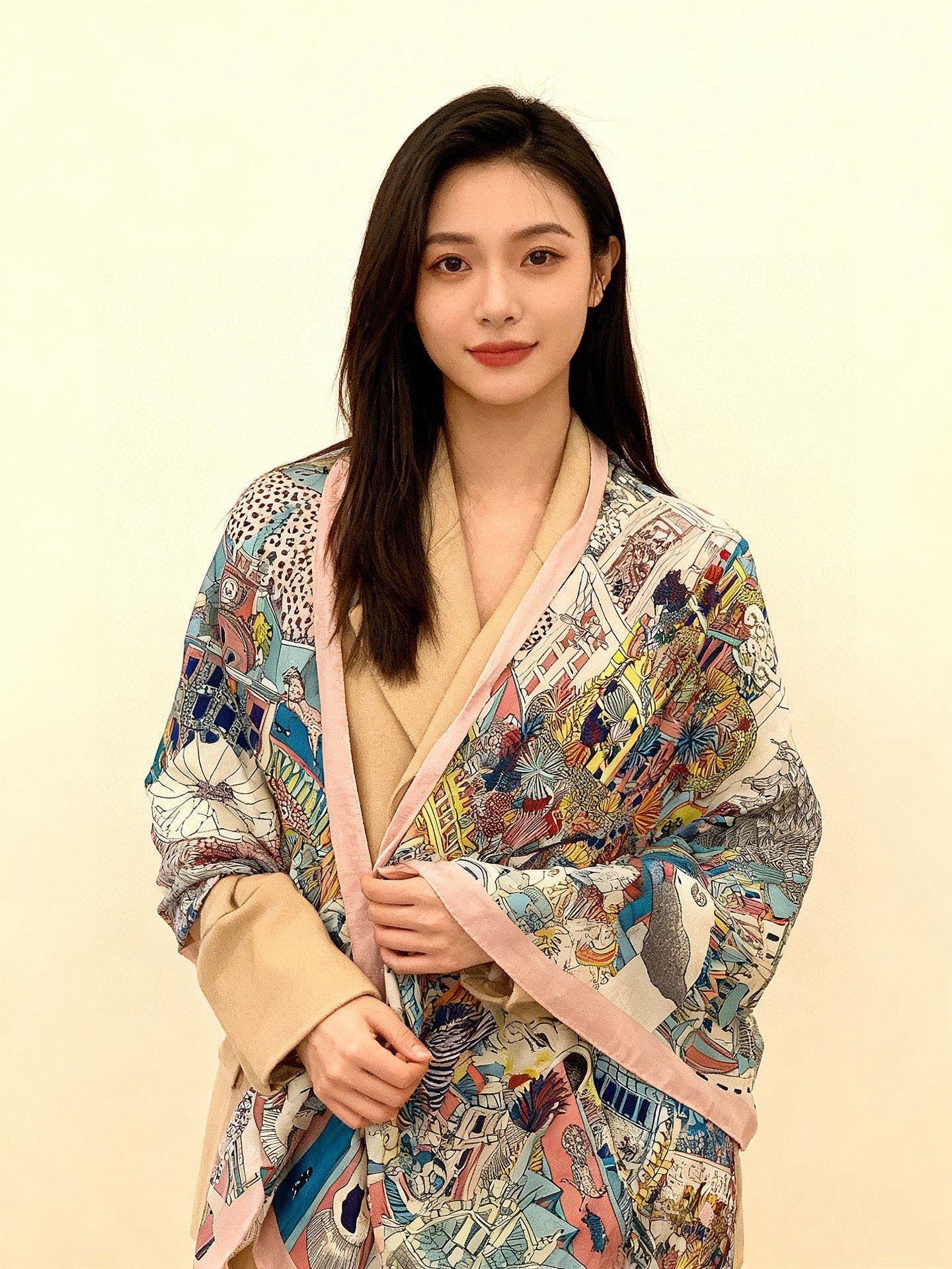 羊绒新款🆕👏👏买了都说好看‼️推荐💕爱马仕双面同色羊绒方巾【动物之城双面同色140】，顶级工艺超值‼️爱