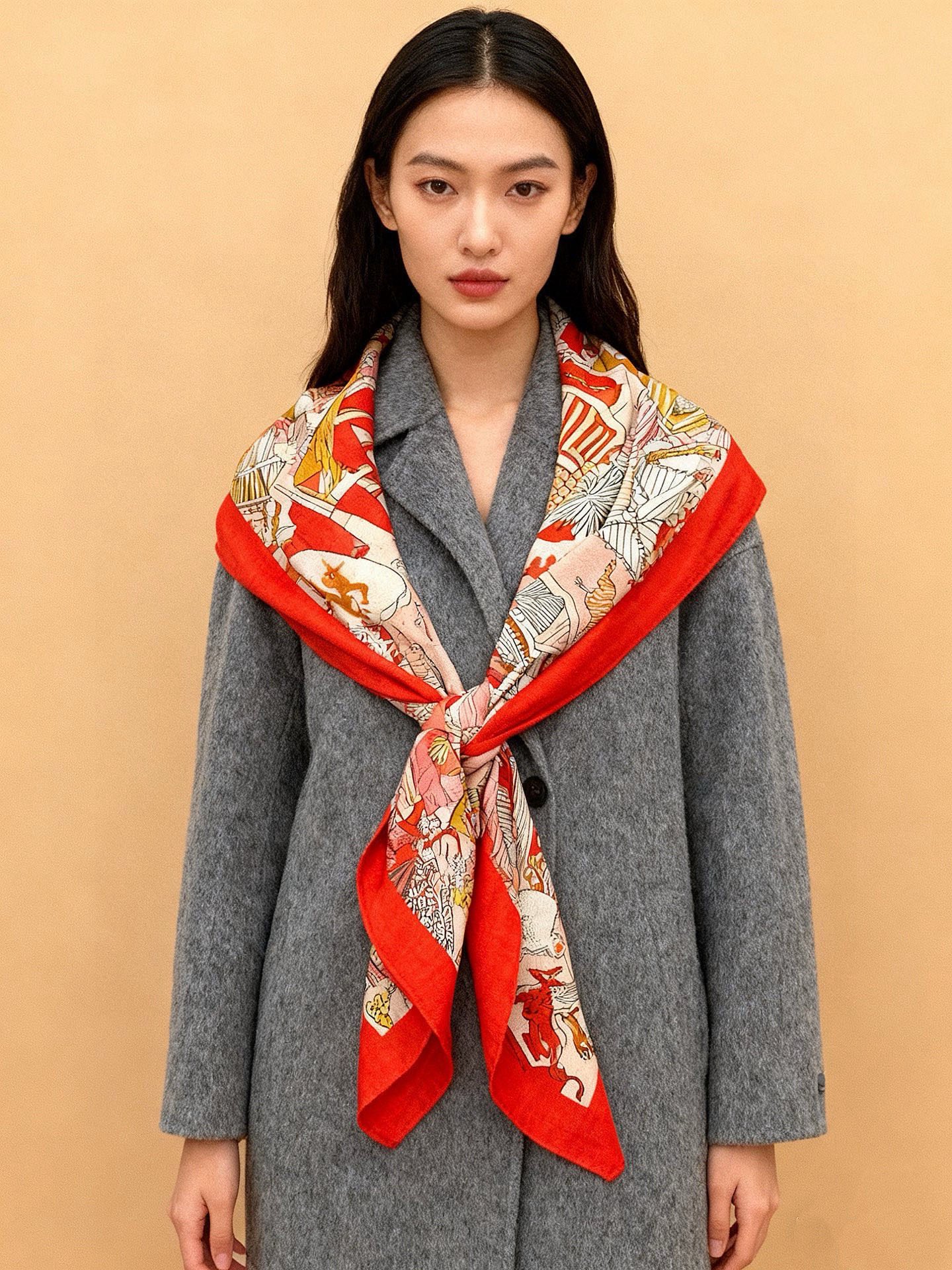 羊绒新款🆕👏👏买了都说好看‼️推荐💕爱马仕双面同色羊绒方巾【动物之城双面同色140】，顶级工艺超值‼️爱