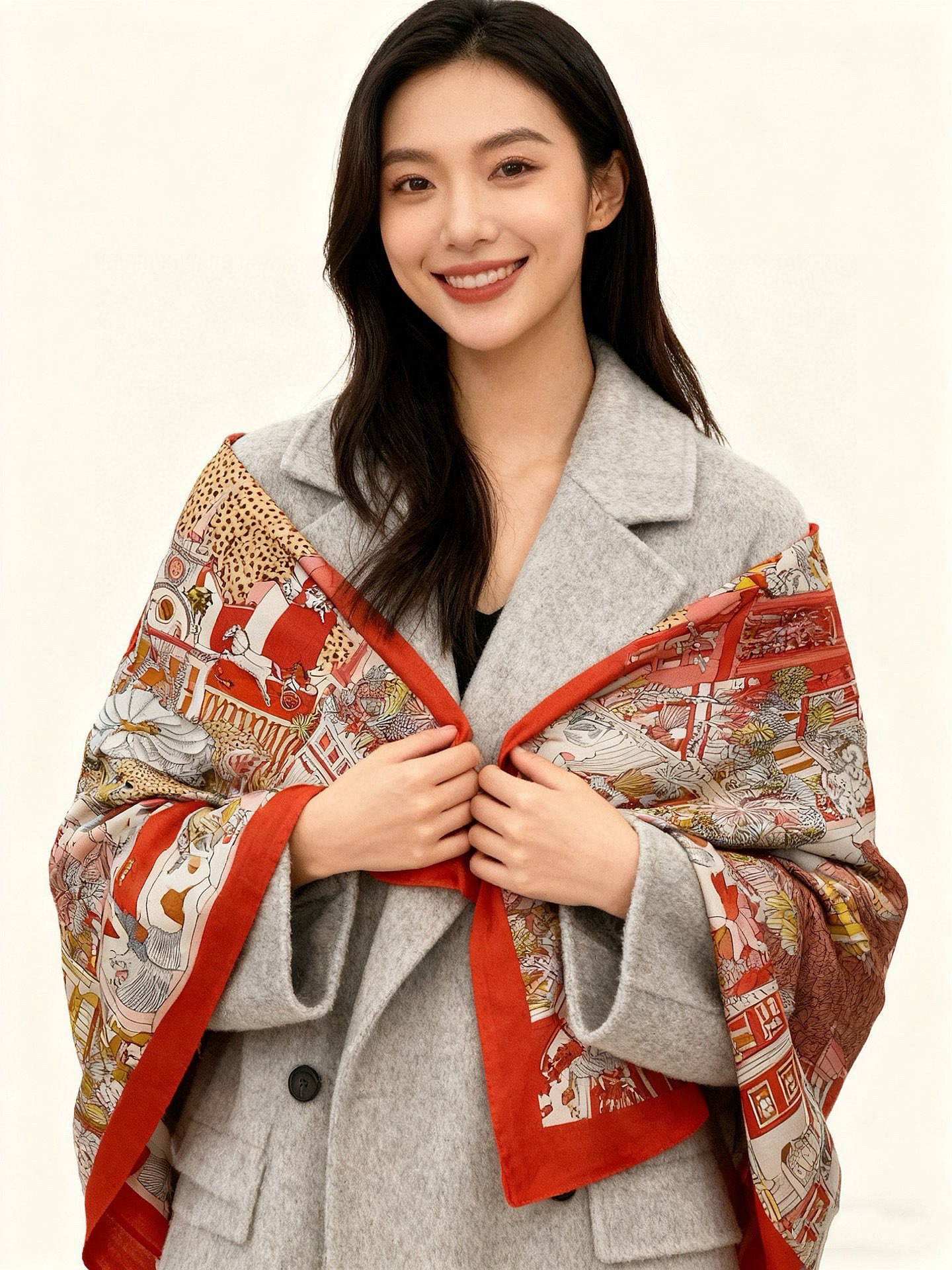 羊绒新款🆕👏👏买了都说好看‼️推荐💕爱马仕双面同色羊绒方巾【动物之城双面同色140】，顶级工艺超值‼️爱