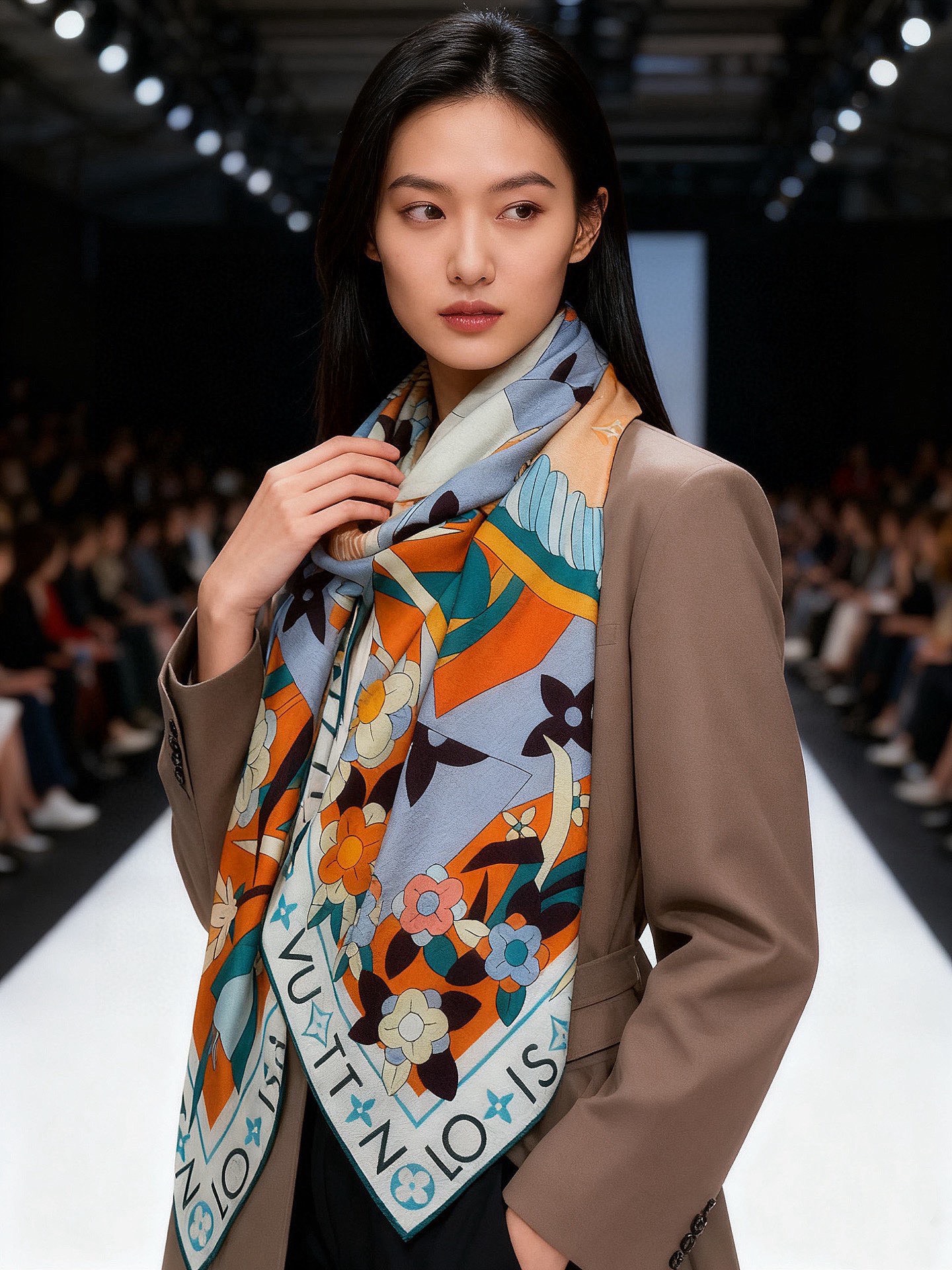 JARDIN DES PLANTES 140双面丝绒~ 【LV秋冬新品】 Jardin Des Plantes 丝绒披肩得名于历史悠久的巴黎植物园,以优雅设计颂赞大自然的宏伟壮丽.参天大树屹立于路易威登硬箱之上,怒放花卉和巴黎地标图案环绕四周,可为各式造型注入浪漫气息. 成份:30%真丝70%羊绒 尺寸:135*135cm