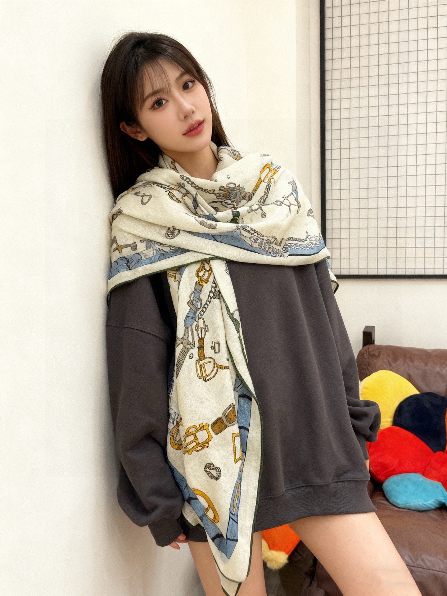 羊绒新款🆕👏👏买了都说好看‼️推荐💕爱马仕双面同色羊绒方巾【跃动的马儿双面同色140】，顶级工艺超值‼️