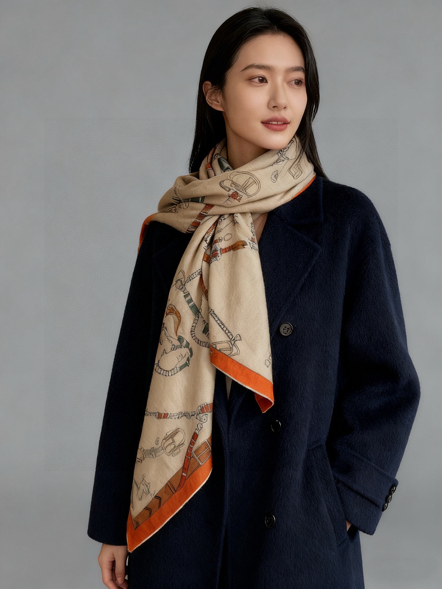 羊绒新款🆕👏👏买了都说好看‼️推荐💕爱马仕双面同色羊绒方巾【跃动的马儿双面同色140】，顶级工艺超值‼️