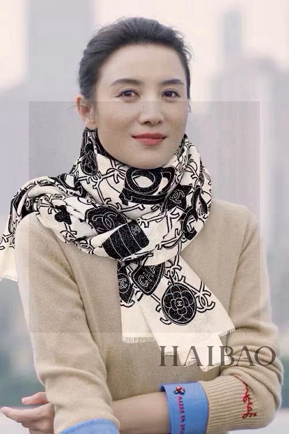 上新🌟 会发光发亮的围巾 💄💋新款客供银线💖羊绒面料长巾 😘美翻了[流泪]【手绘LOGO银线长巾】御用殿