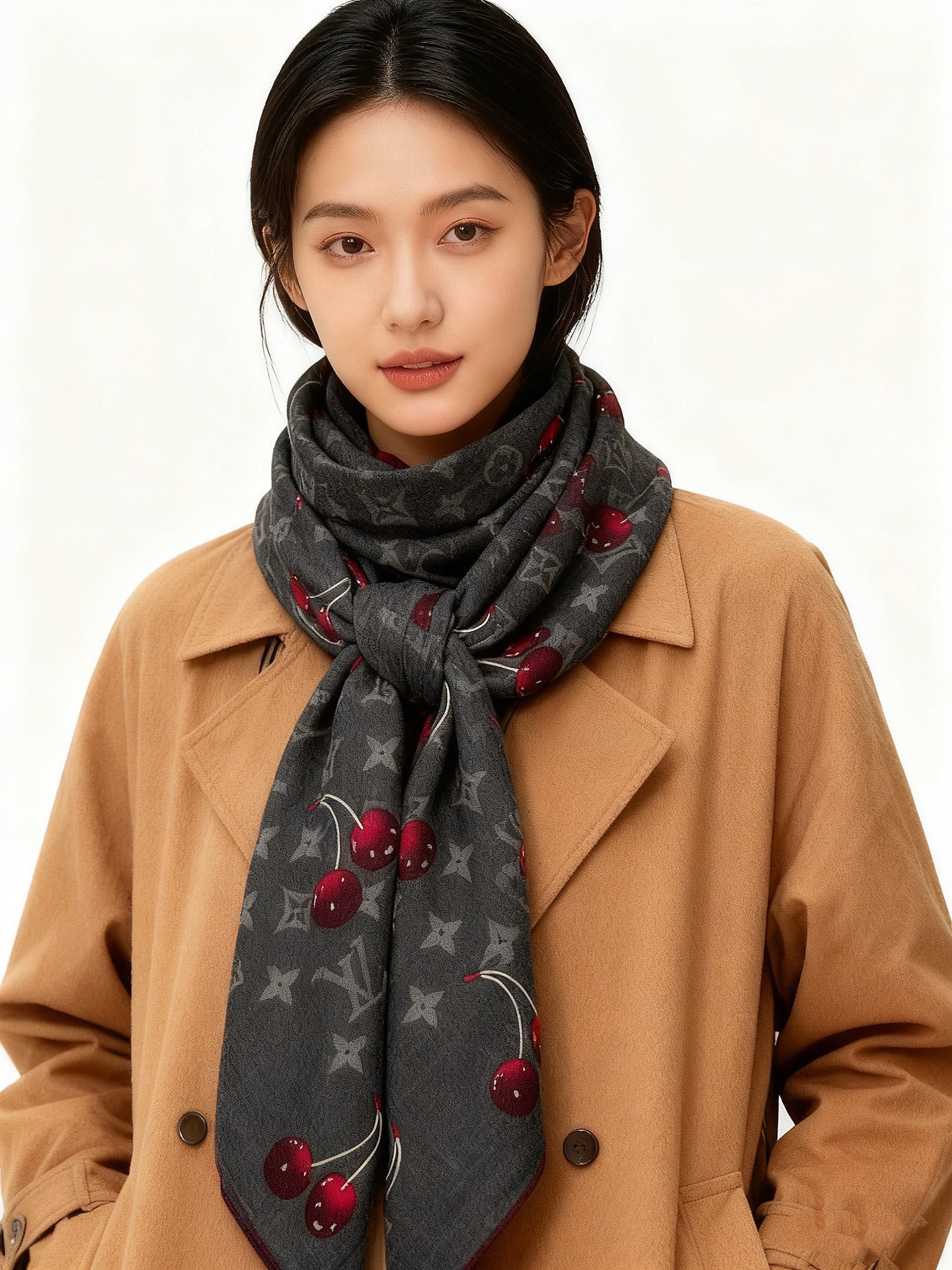 LV X TM MONOGRAMCERISE 140丝绒方巾【140双面丝绒同色】LV × TM Mon