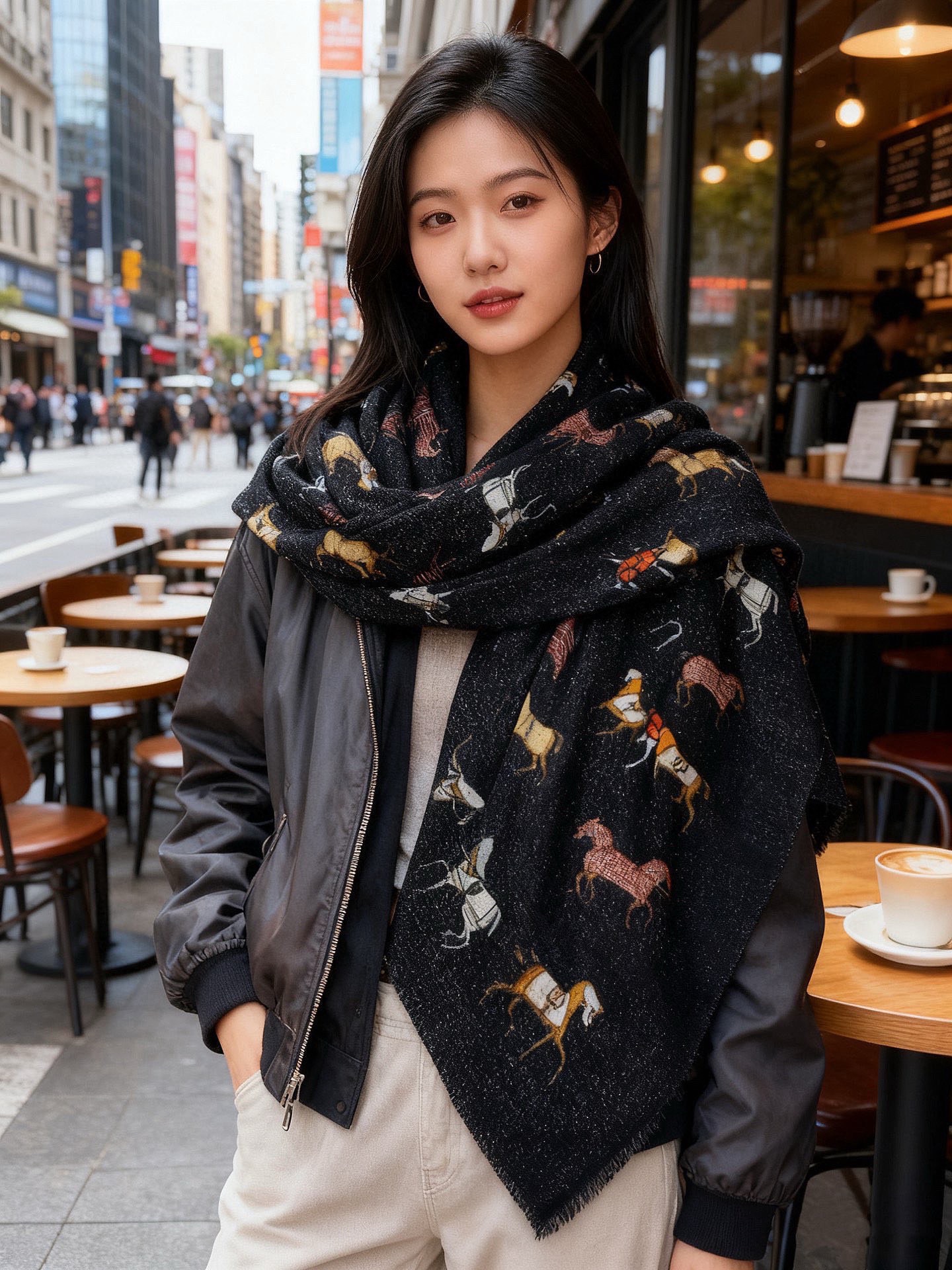 上新🌟 会发光发亮的围巾 💄💋新款客银丝+💖羊绒面料长巾 😘美翻了[流泪]H家【骏马披挂长巾】御用殿堂级