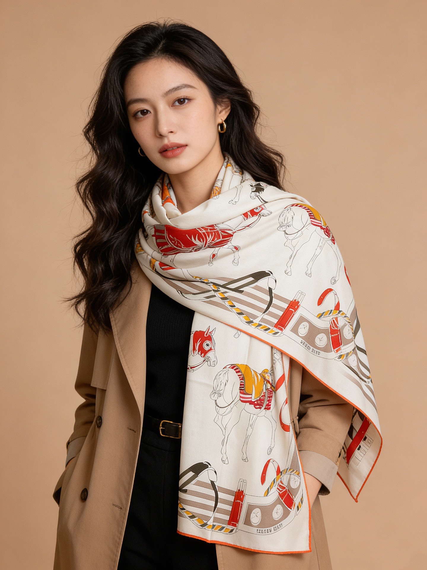 Scarf（围巾） Style Beige Scarf Lookbook Reference image 2