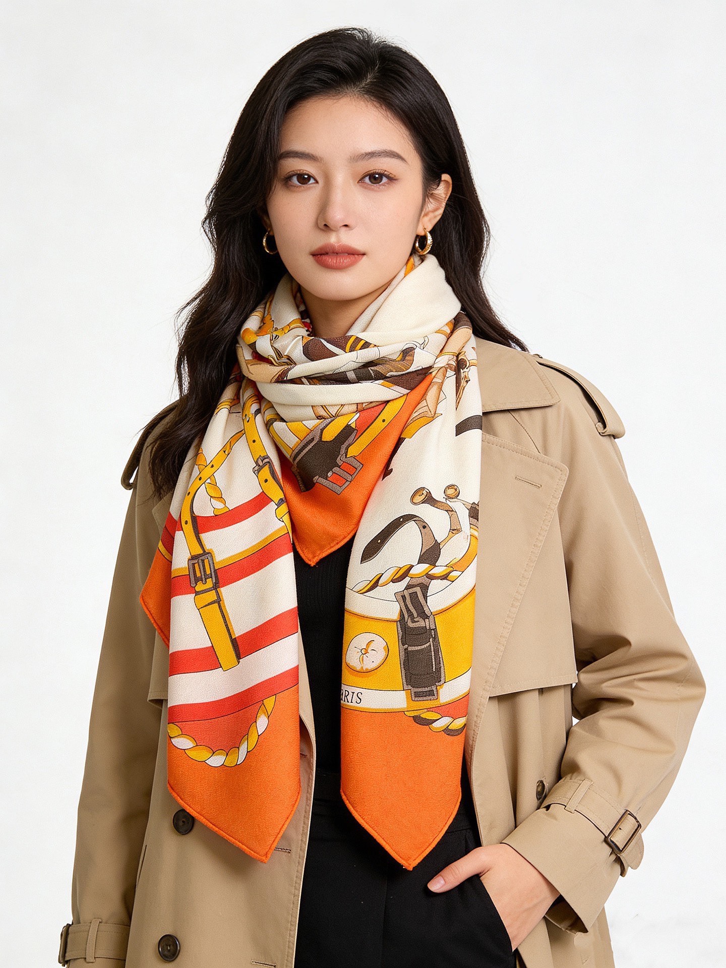 Scarf（围巾） Style Beige Scarf Lookbook Reference image 1
