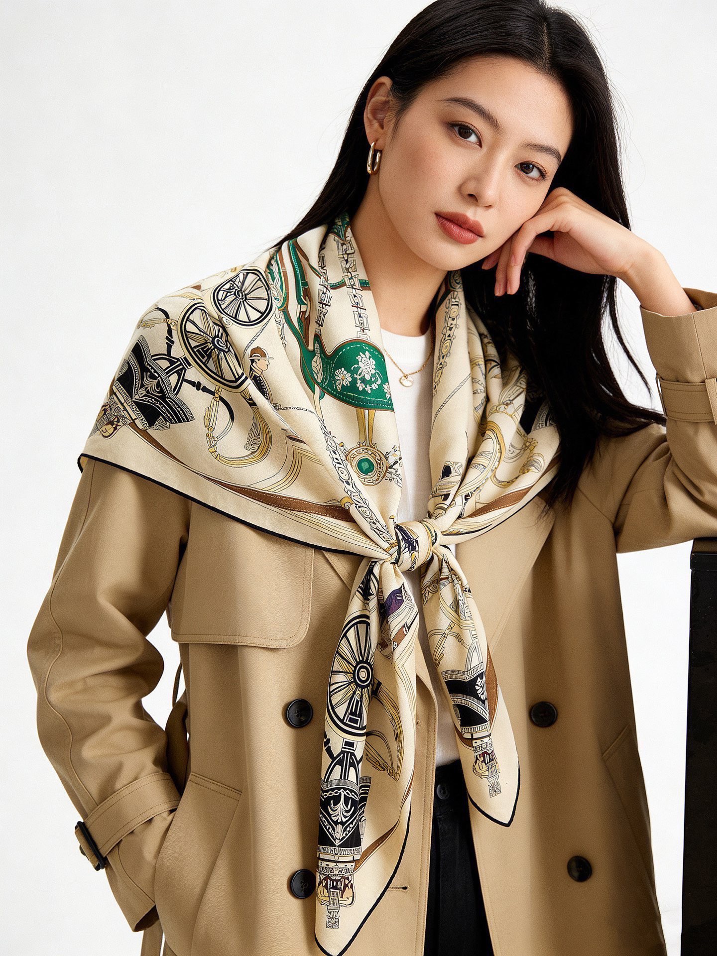Scarf（围巾） Style White Scarf Lookbook Reference image 2