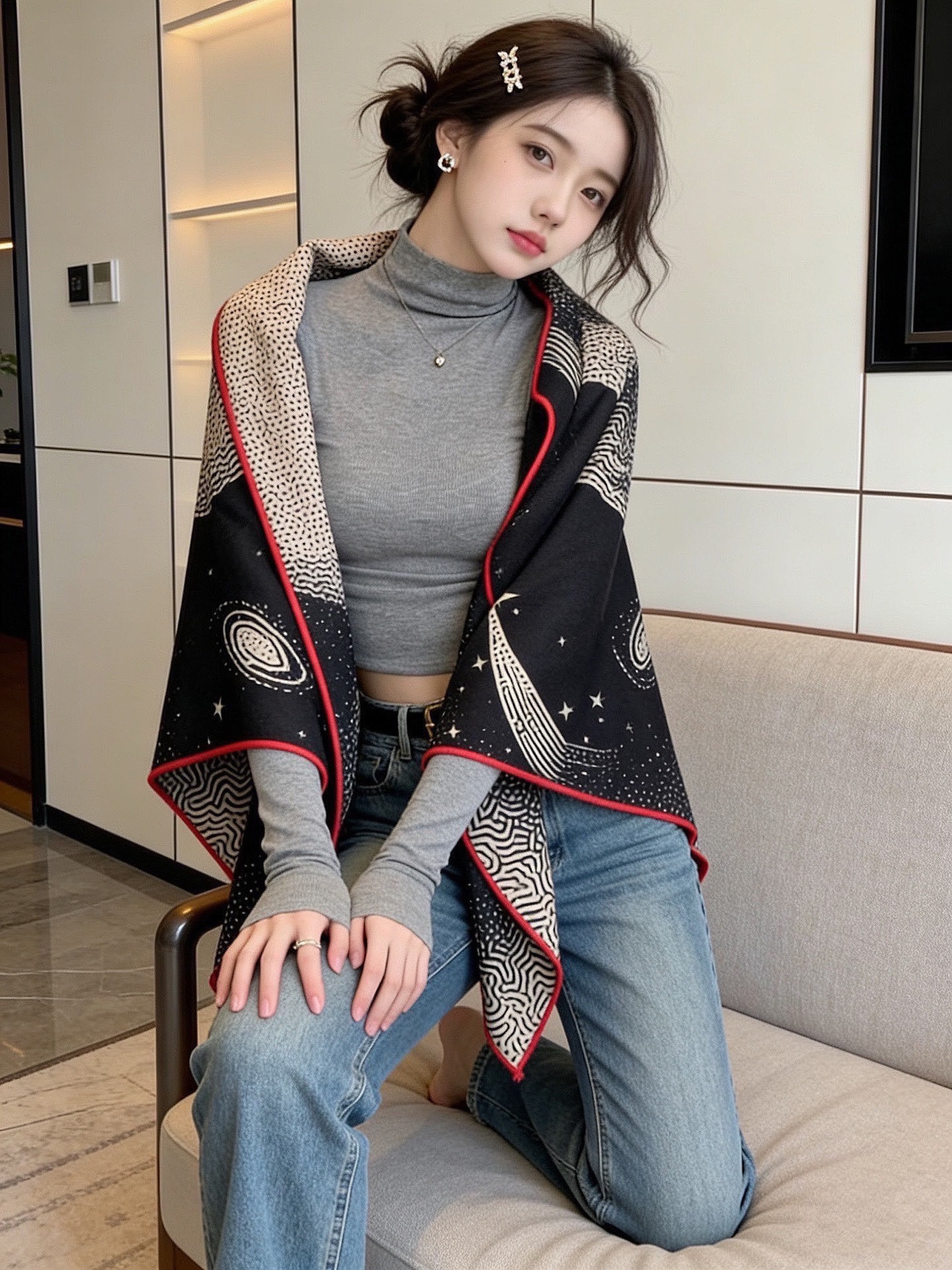Scarf（围巾） Style Beige Scarf Lookbook Reference image 2