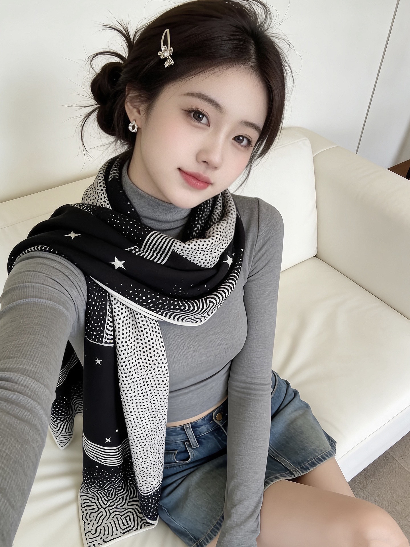 Scarf（围巾） Style Beige Scarf Lookbook Reference image 2