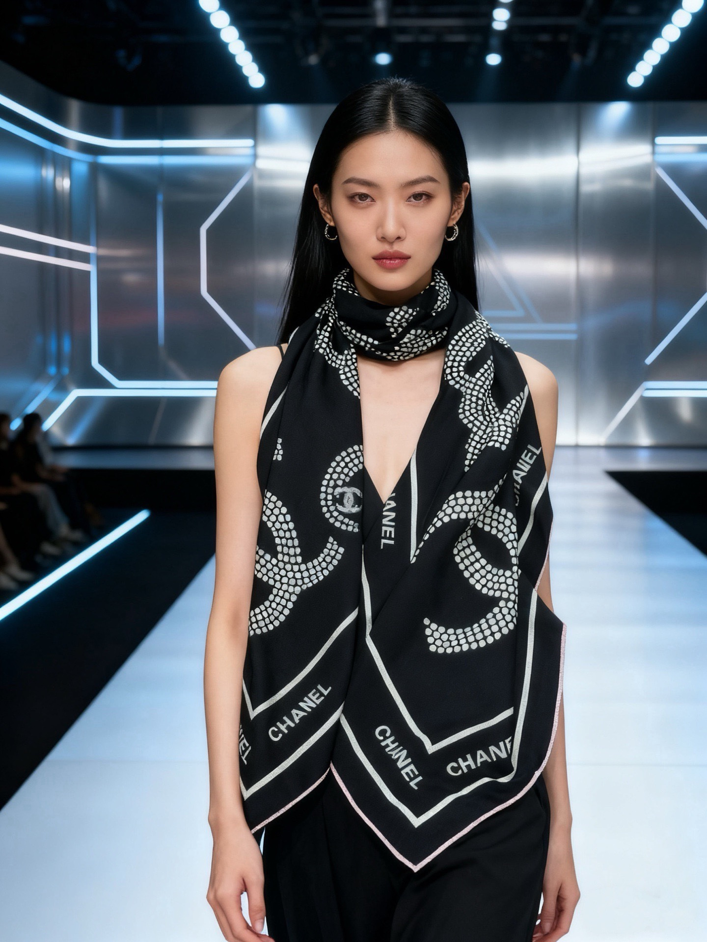 Chanel ~【140顶级双面丝绒披肩】香家logo与字母的完美碰撞设计底部还有隐隐约约的双C小Log