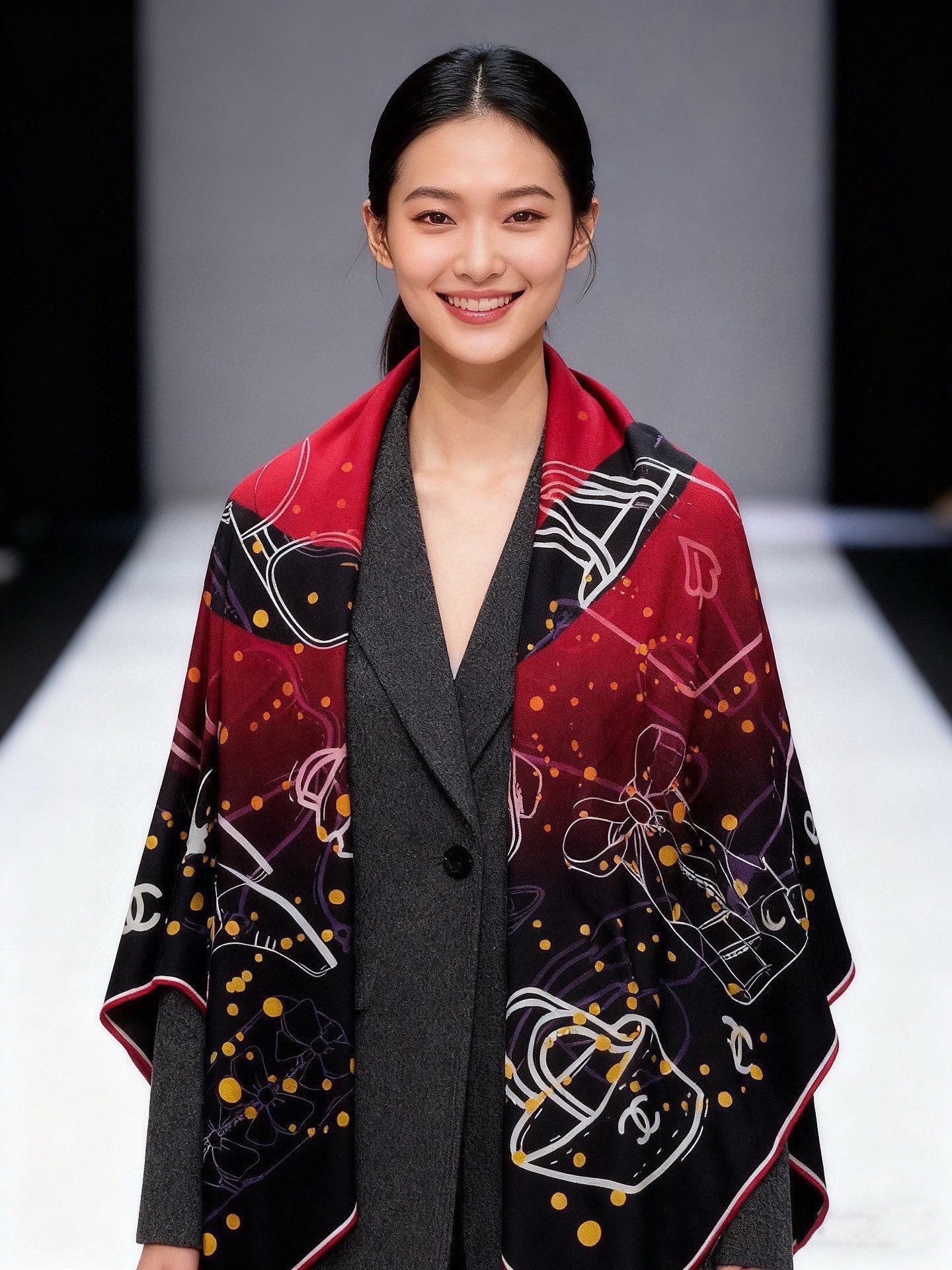 高级成衣系列～Chanel 【140双面同色丝绒披肩】此系列谱写一曲自由轻灵的赞歌本系列作品创新演绎品牌