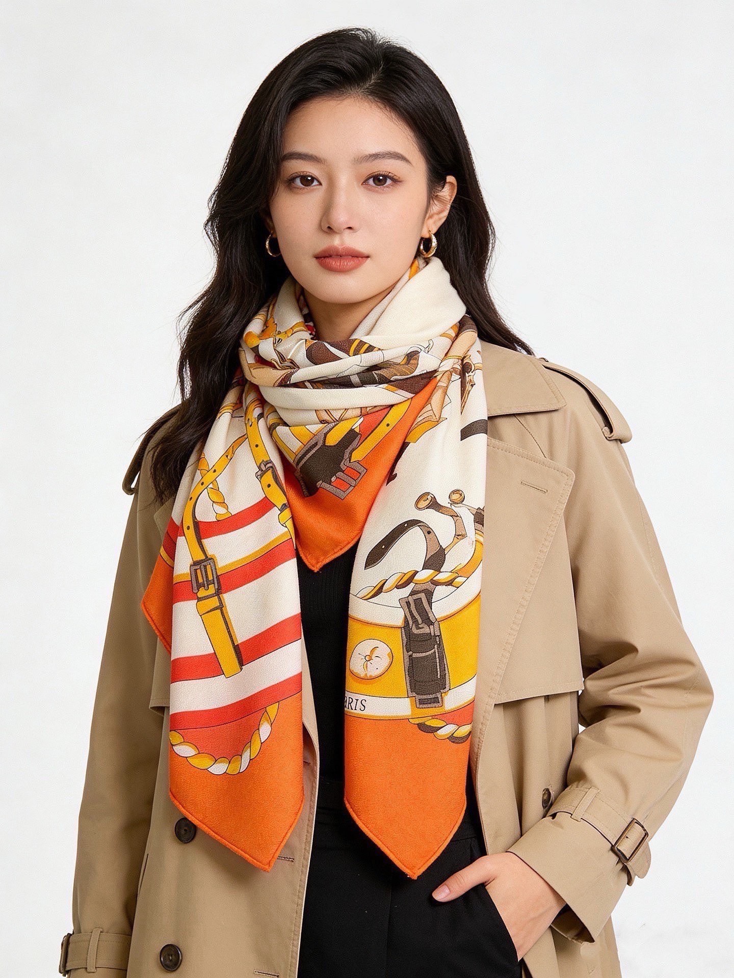 💟上新🆕💕手工卷边！羊绒和真丝混纺披肩（70%羊绒30%桑蚕丝）。这款披肩采用经典山羊绒和真丝混纺面料，