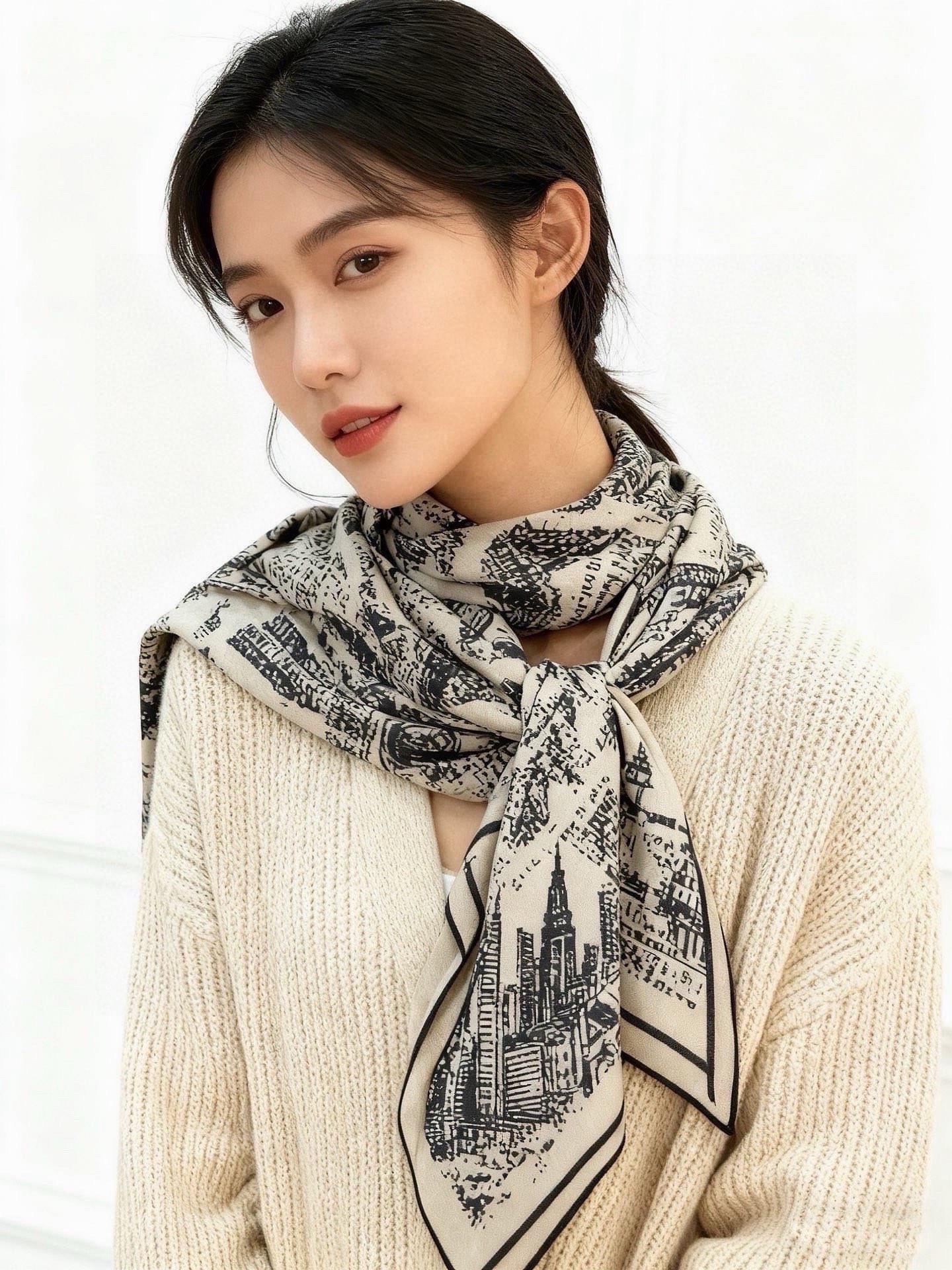 Dior ❤【️巴黎地图】140*140双面同色丝绒方巾🉐️LAN DE 价🉐️ARIS 巴黎地图这款方