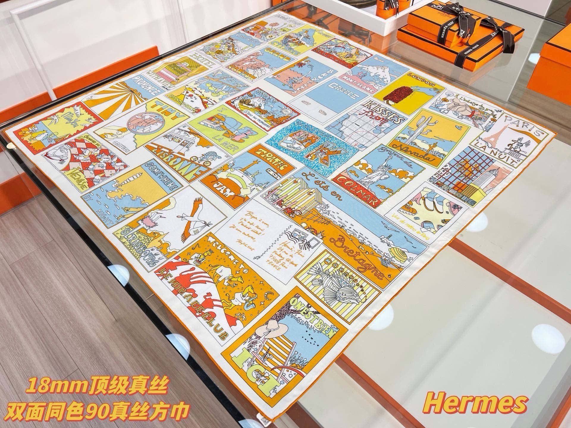 “乐享天地”90方巾-Hermes 丝巾名称：乐享天地设计师：BaPtiste Virot尺寸：88.5
