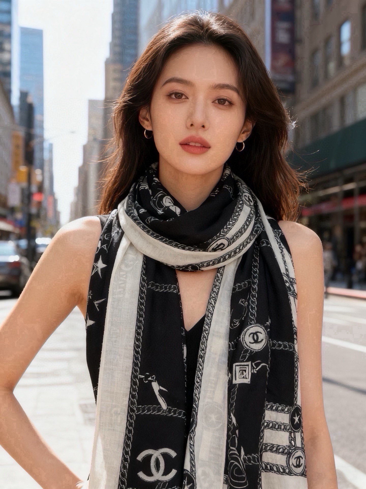 💟CHANEL香奈儿经典元素设计优雅大方，绕在颈间超级完美💋💋简直人间的尤物😍 专柜品质[玫瑰]长巾10