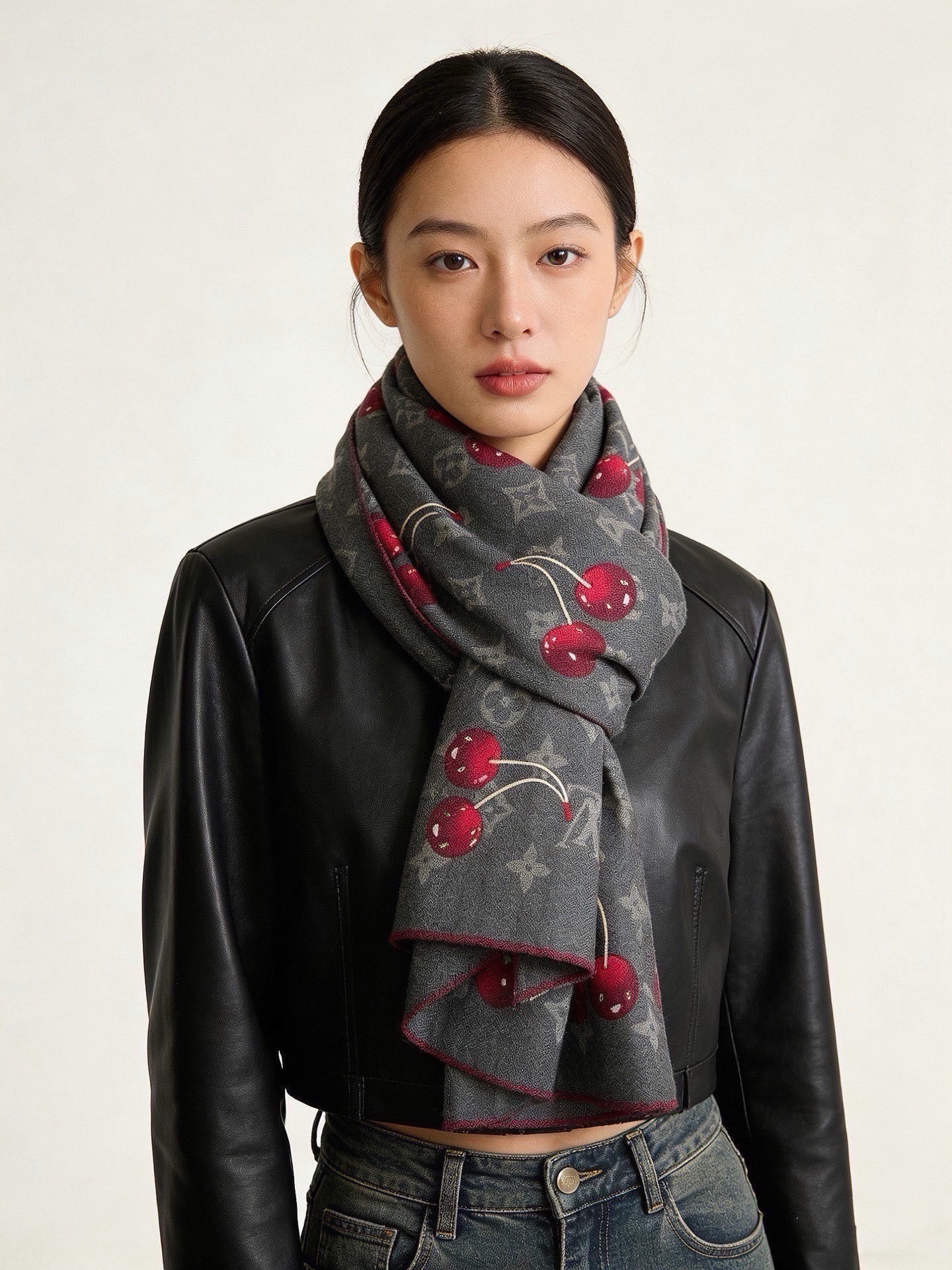 LV X TM MONOGRAM CERISE 【双面丝绒同色】 LV × TM Monogram Cerise 方巾出