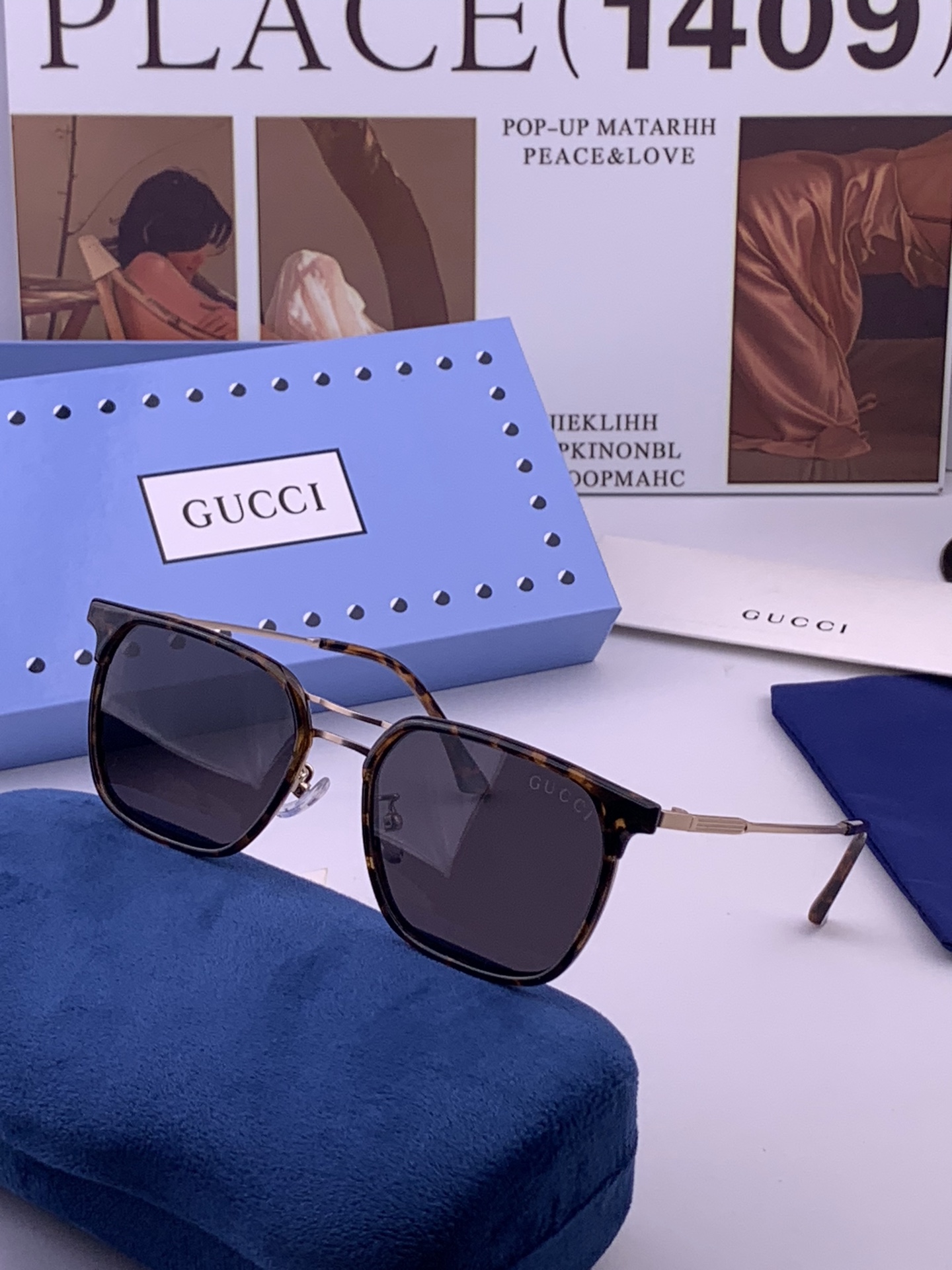 ♦️ GUCCI 新款男女情侣款太阳镜 超轻超有弹性整幅眼镜 重要的是压不坏 高清镜片、精湛的工艺 原版材料 休闲大气不