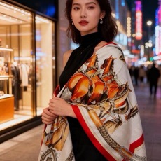 上新🆕【丝绒双面同色140披肩】“弩式牵引马具” 手工卷边丝绒方巾披肩70%羊绒30%真丝 这款典藏方巾展现品牌的历史传 上新🆕【丝绒双面同色140披肩】“弩式牵引马具” 手工卷边丝绒方巾披肩70%羊绒30%真丝 这款典藏方巾展现品牌的历史传