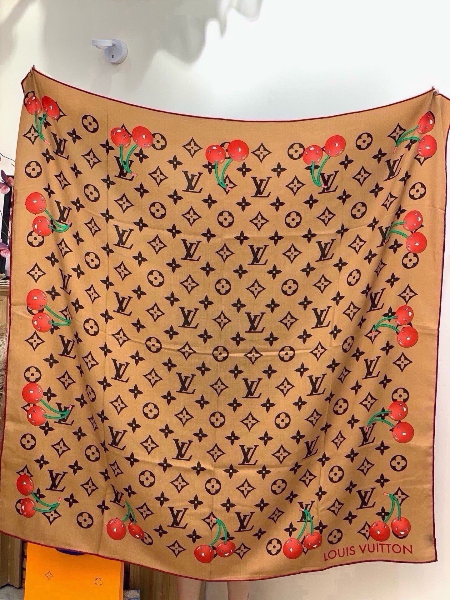 LV X TM MONOGRAM CERISE 140丝绒方巾 【140双面丝绒同色】 LV × TM Monogram