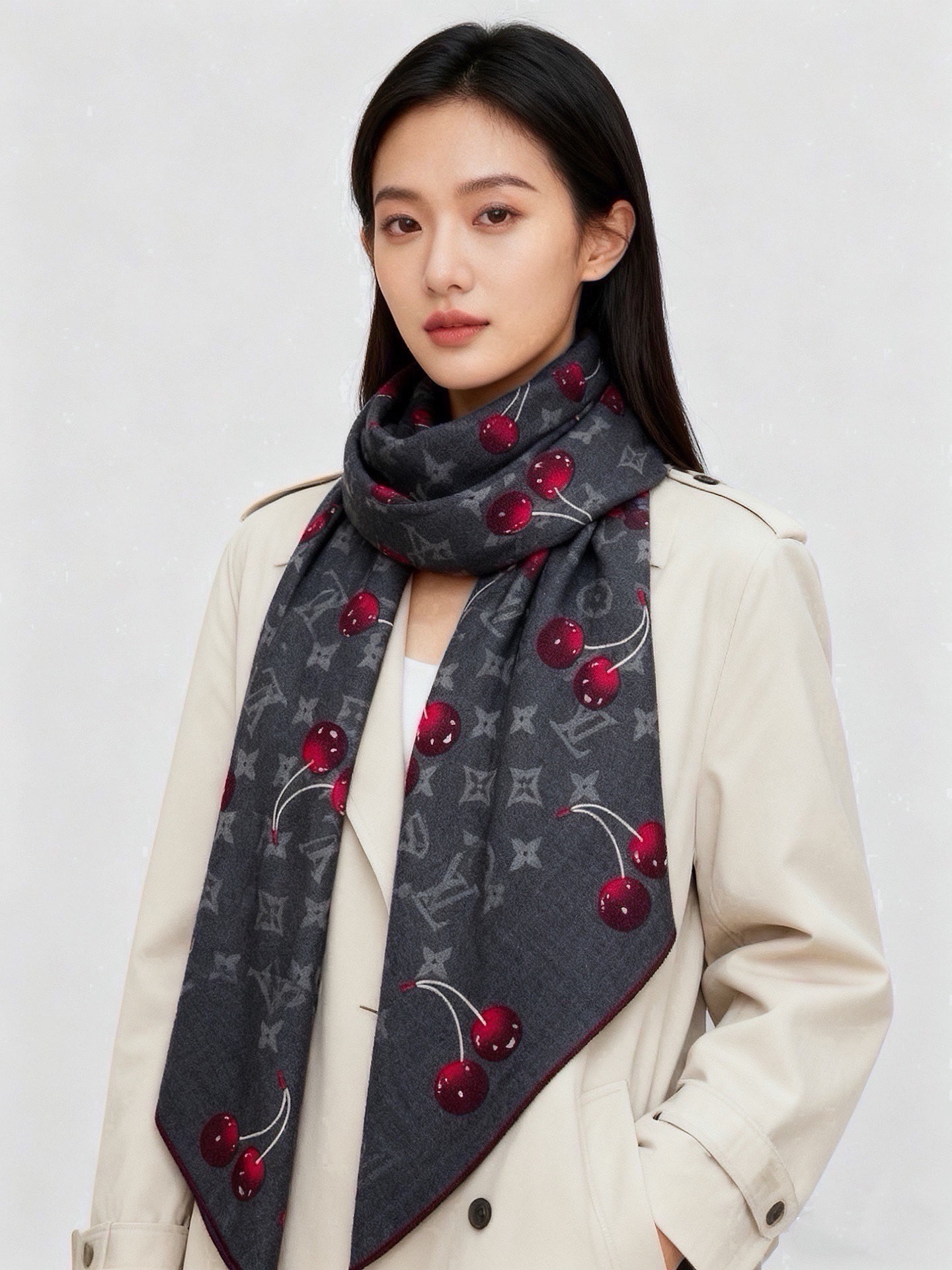 🆕   LV X TM MONOGRAM CERISE 140丝绒方巾 【140双面丝绒同色】 LV × TM Mono