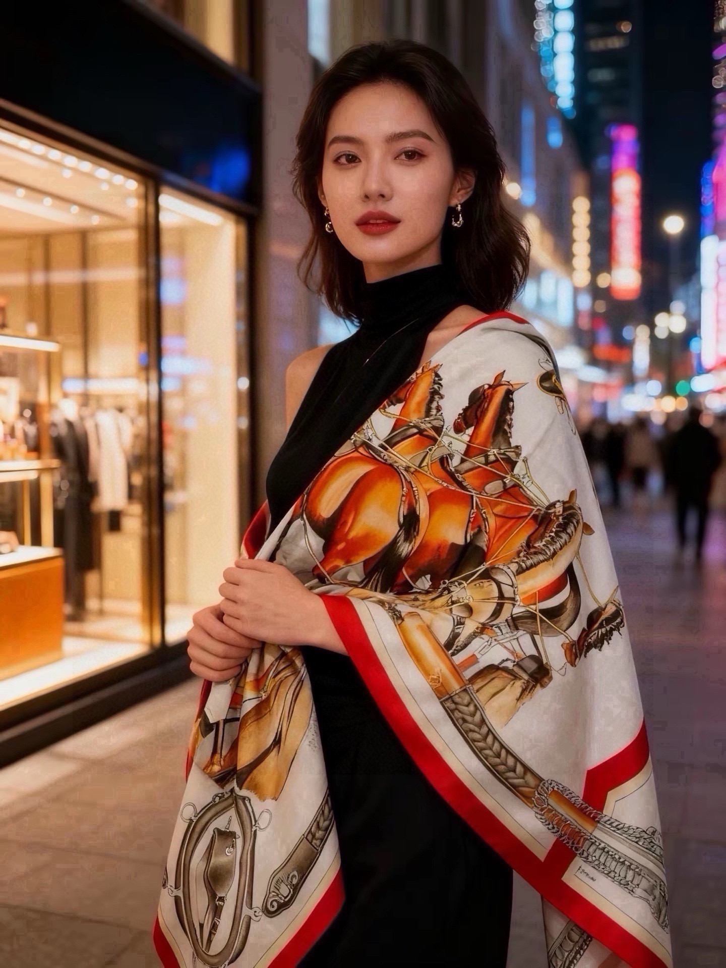 🆕   上新🆕【丝绒双面同色140披肩】“弩式牵引马具” 手工卷边丝绒方巾披肩70%羊绒30%真丝 这款典藏方巾展现品牌
