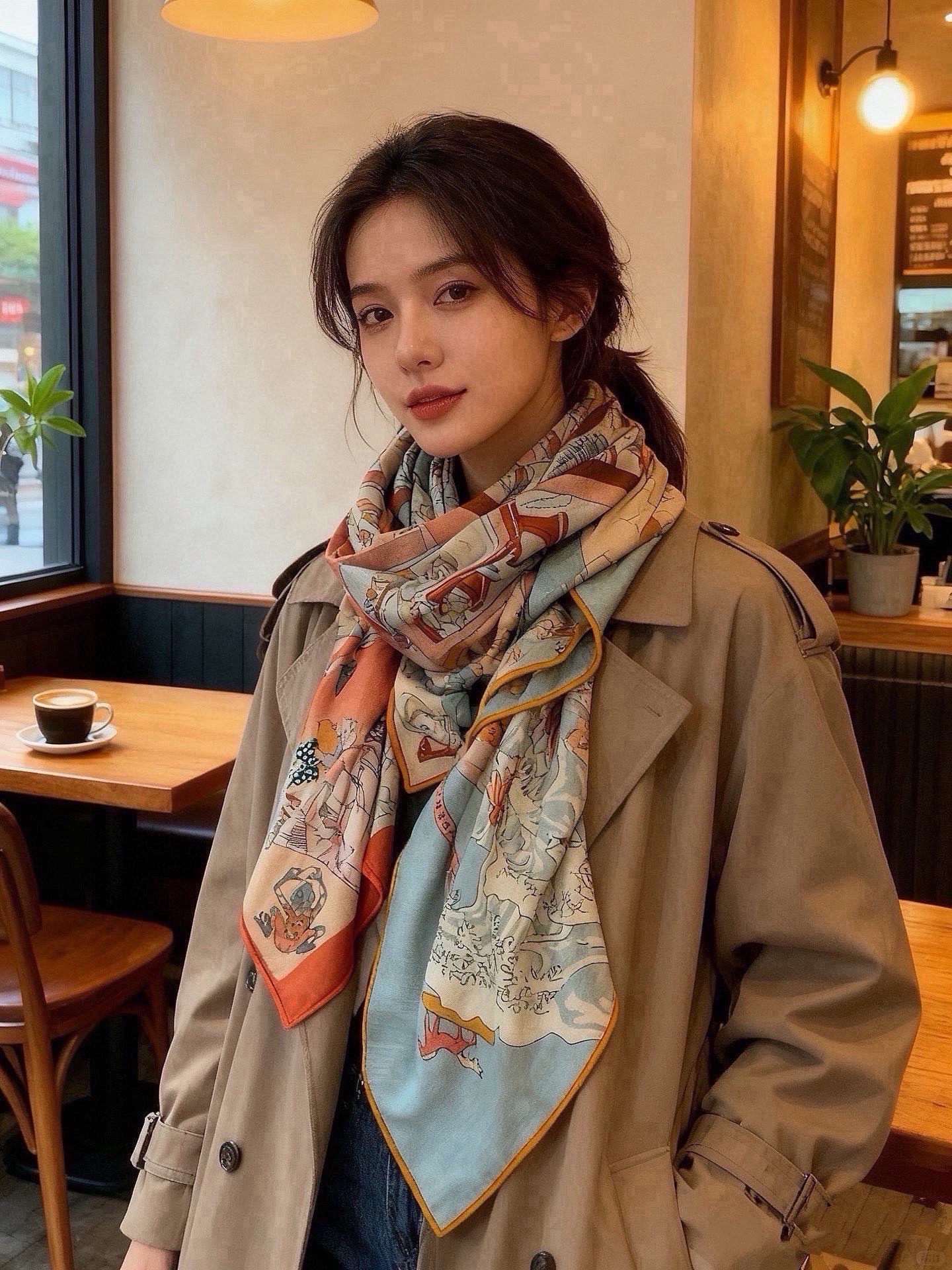 🆕  “马术学院”140双面同色丝绒披肩～Hermes  手工卷边丝绒方巾（30%桑蚕丝70%羊绒） 这款爱马仕的经典单
