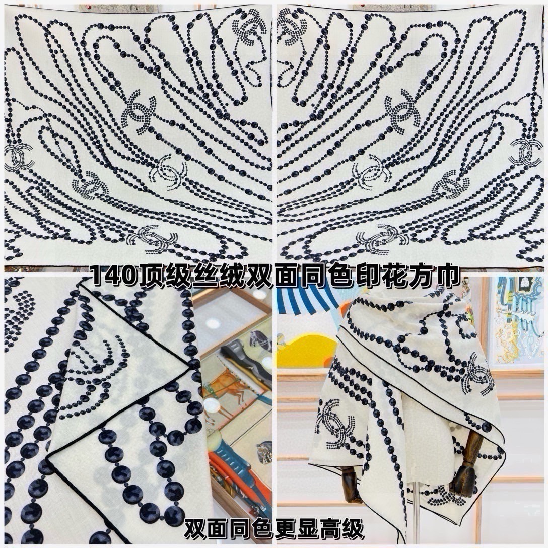 🆕 【▪️CHANEL新款 双面同色丝绒方巾】 温柔而娴静，珍珠优雅气质！柔软顺滑的感觉真的舒服到心都化了！Chanel
