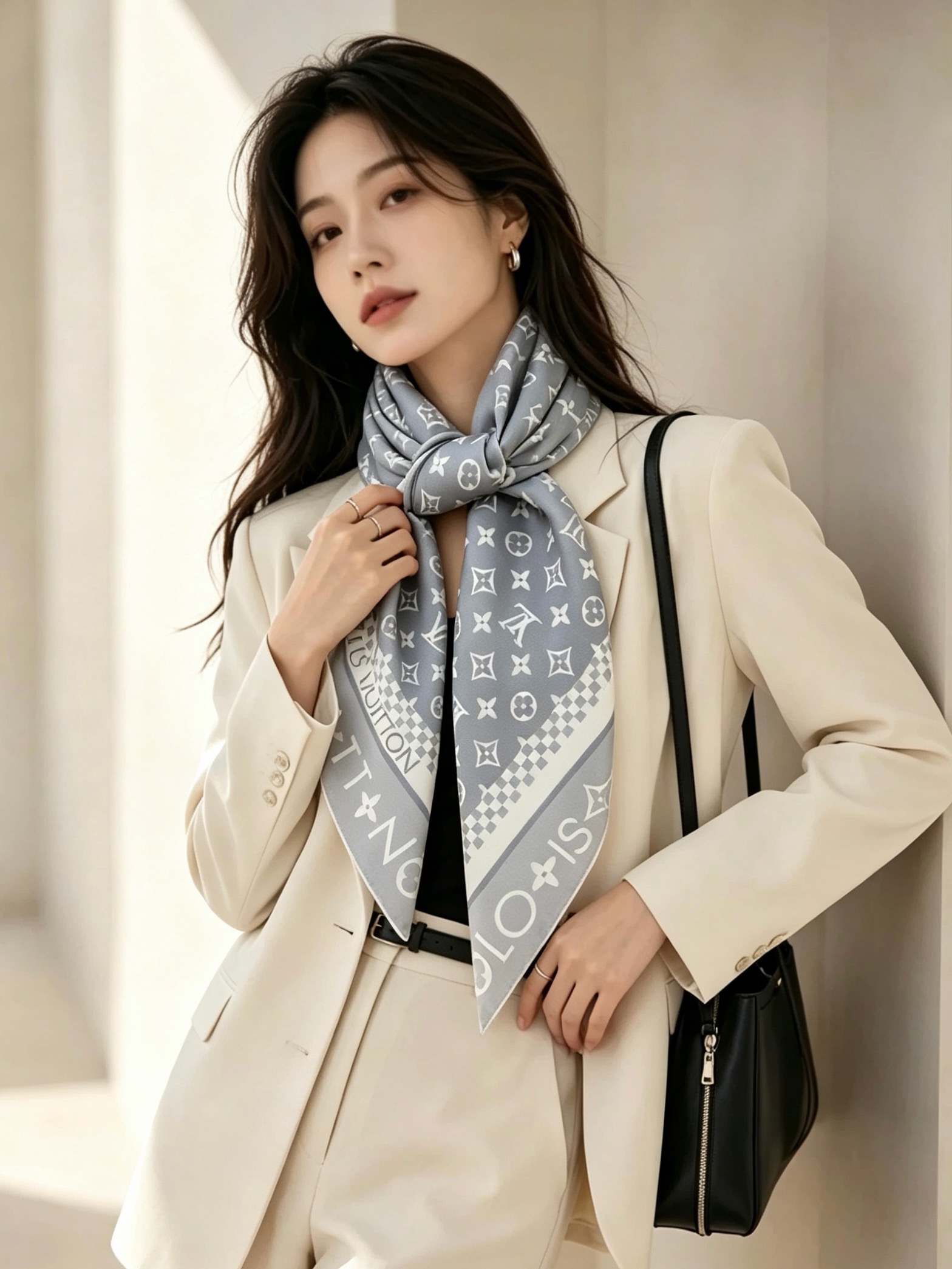 🆕   MONOGRAM SILHOUETTE 90双面丝巾 Monogram Silhouette 方巾为华美桑蚕丝融
