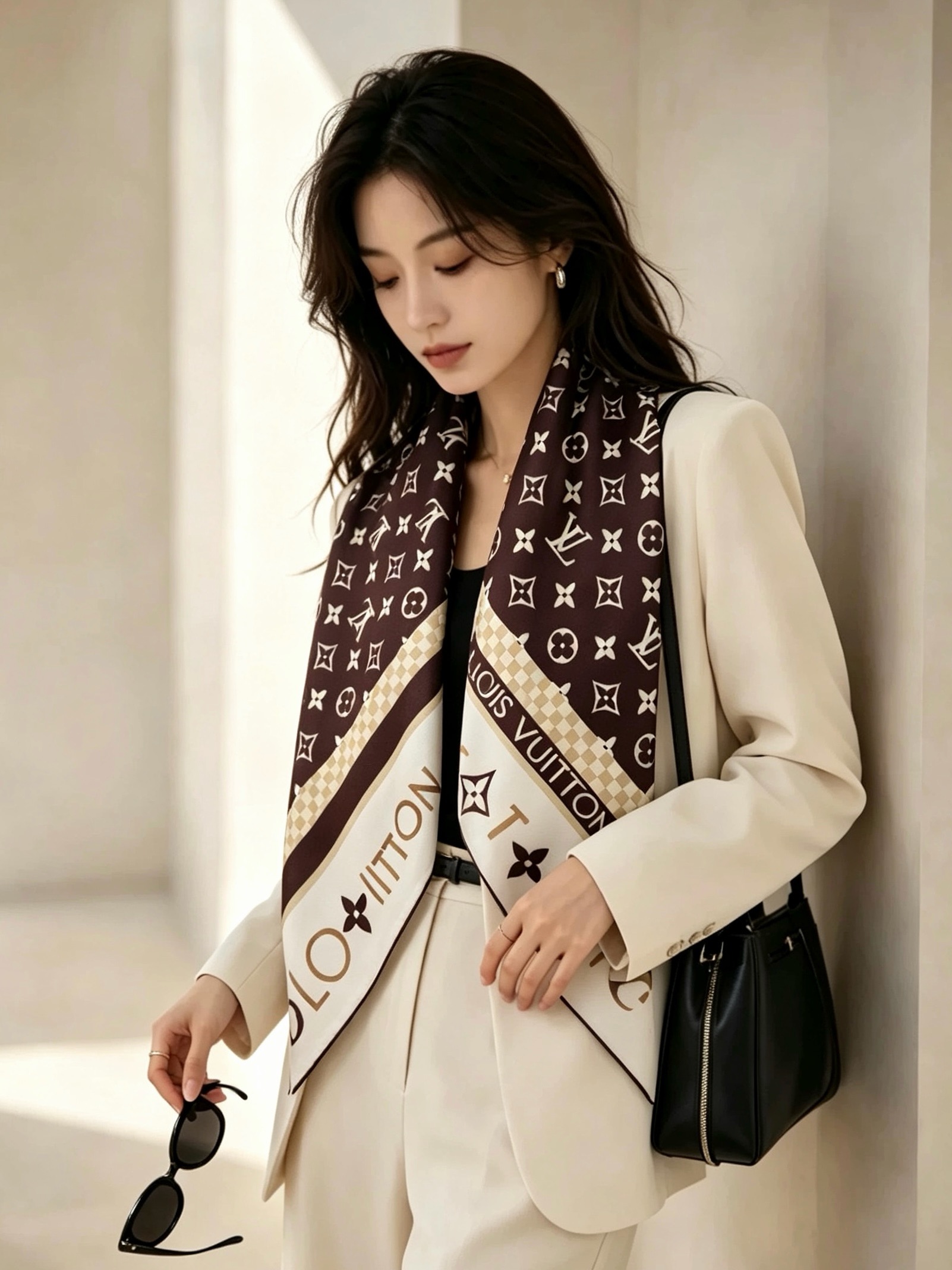 🆕   MONOGRAM SILHOUETTE 90双面丝巾 Monogram Silhouette 方巾为华美桑蚕丝融