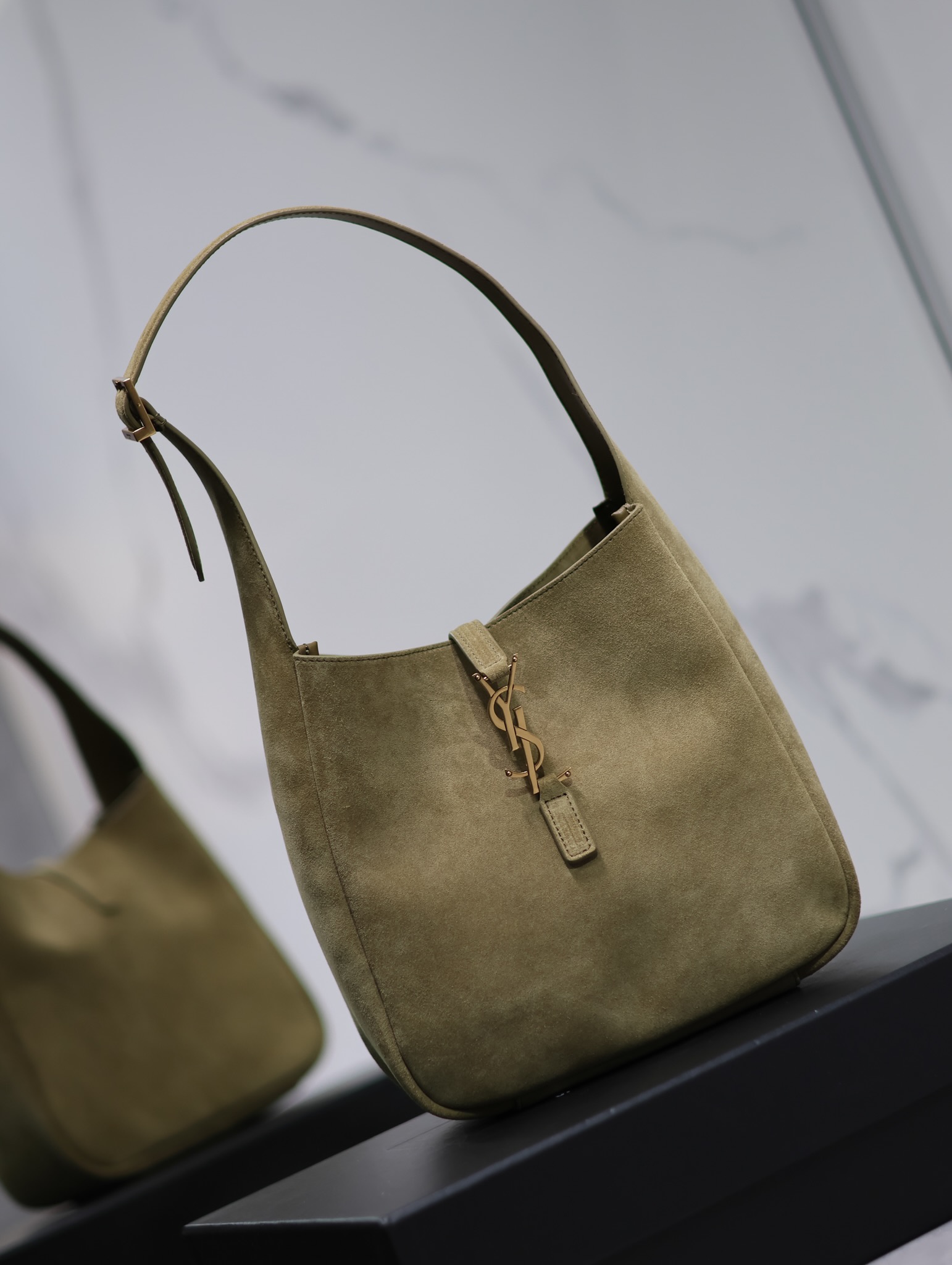 Saint Laurent Ysl original leather army green frosted cowhide