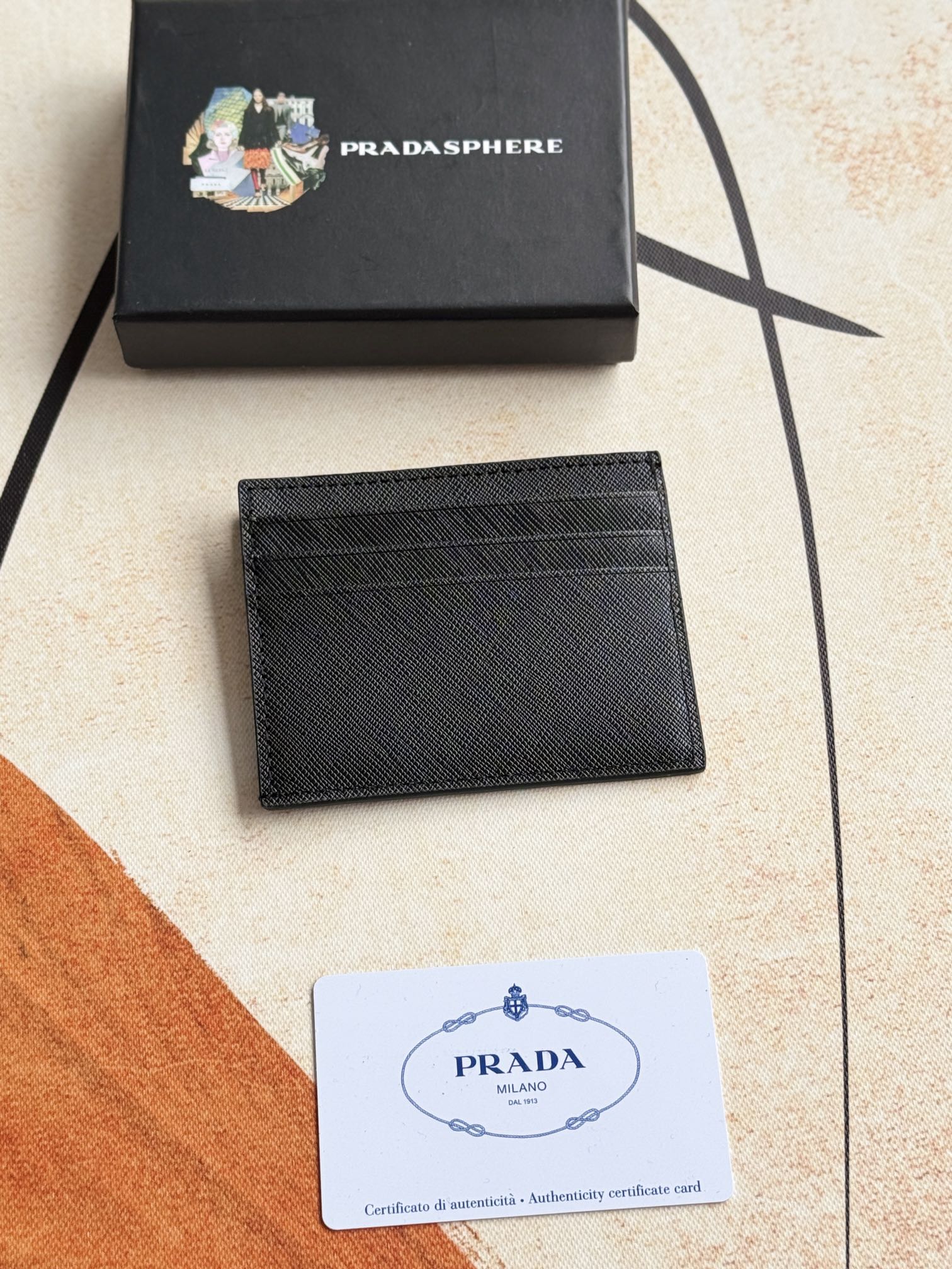 Prada Card Holder Men's Leather Wallet Credit Card Case - Black 3 i1727075018 4881 4