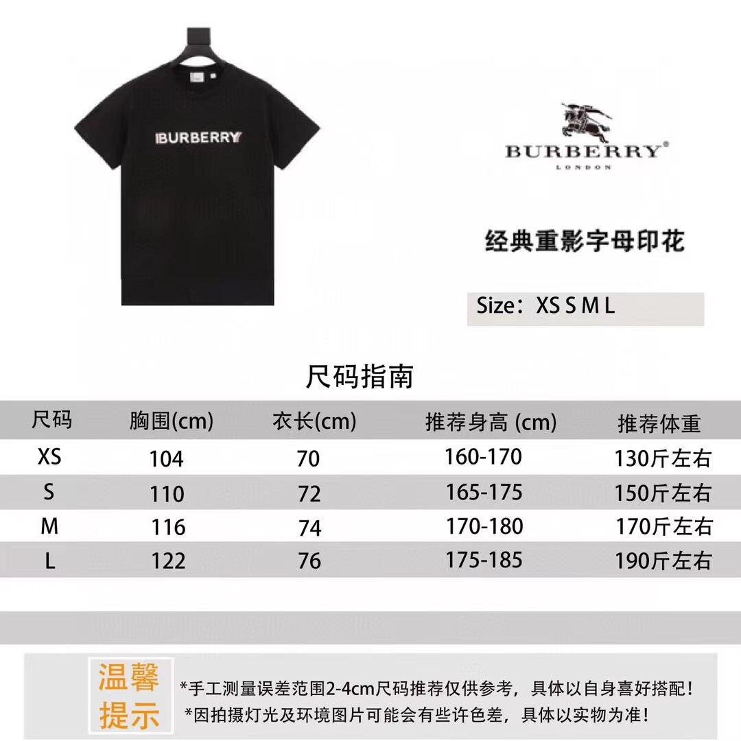 Burberry Clothing T-Shirt Printing Short Sleeve