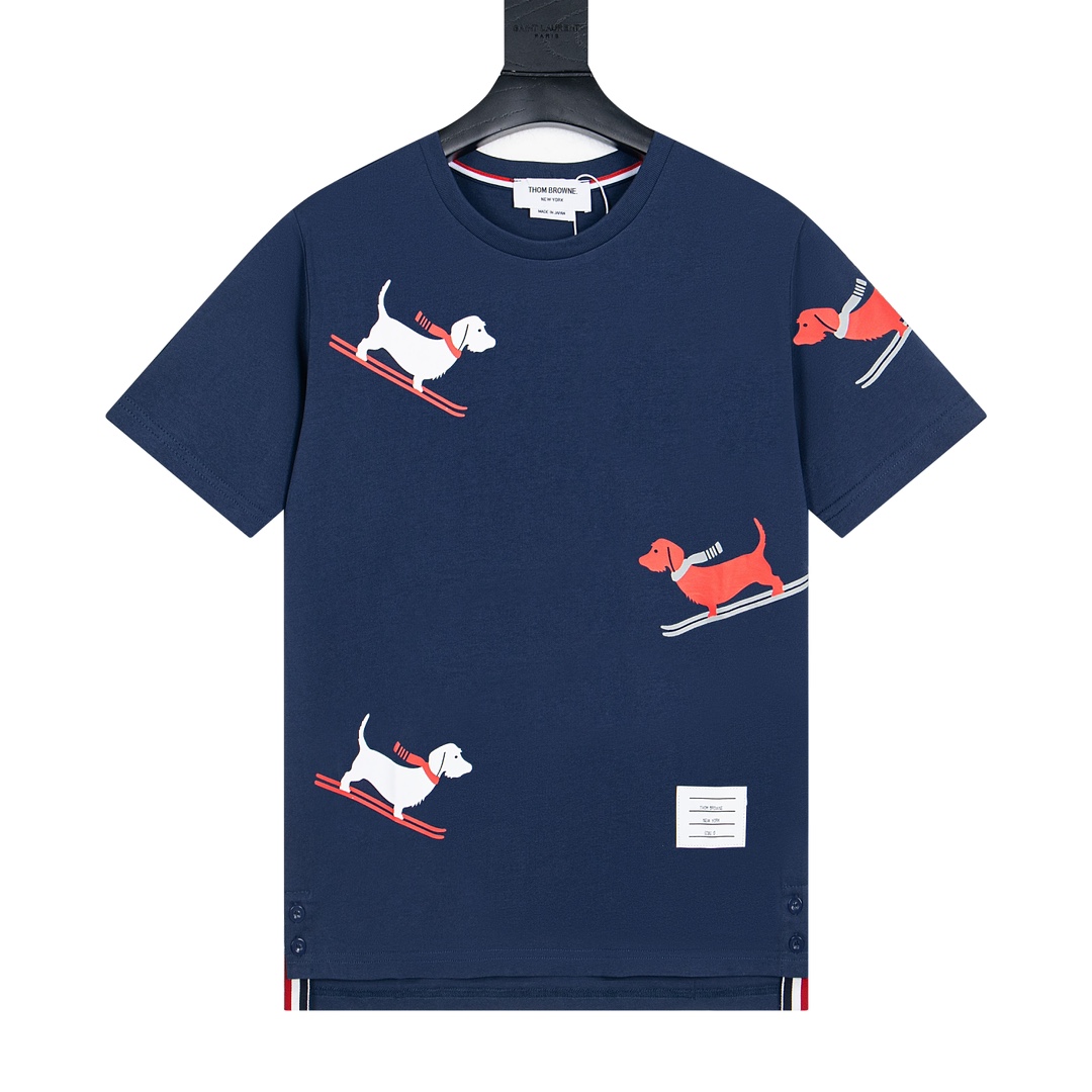 “1980s Inspired Thom Browne Skiing Dog Short Sleeves in Custom Fabrics” - 图片 1