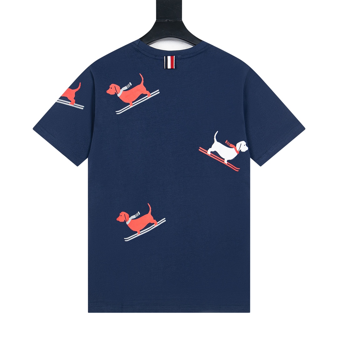 “1980s Inspired Thom Browne Skiing Dog Short Sleeves in Custom Fabrics” - 图片 2