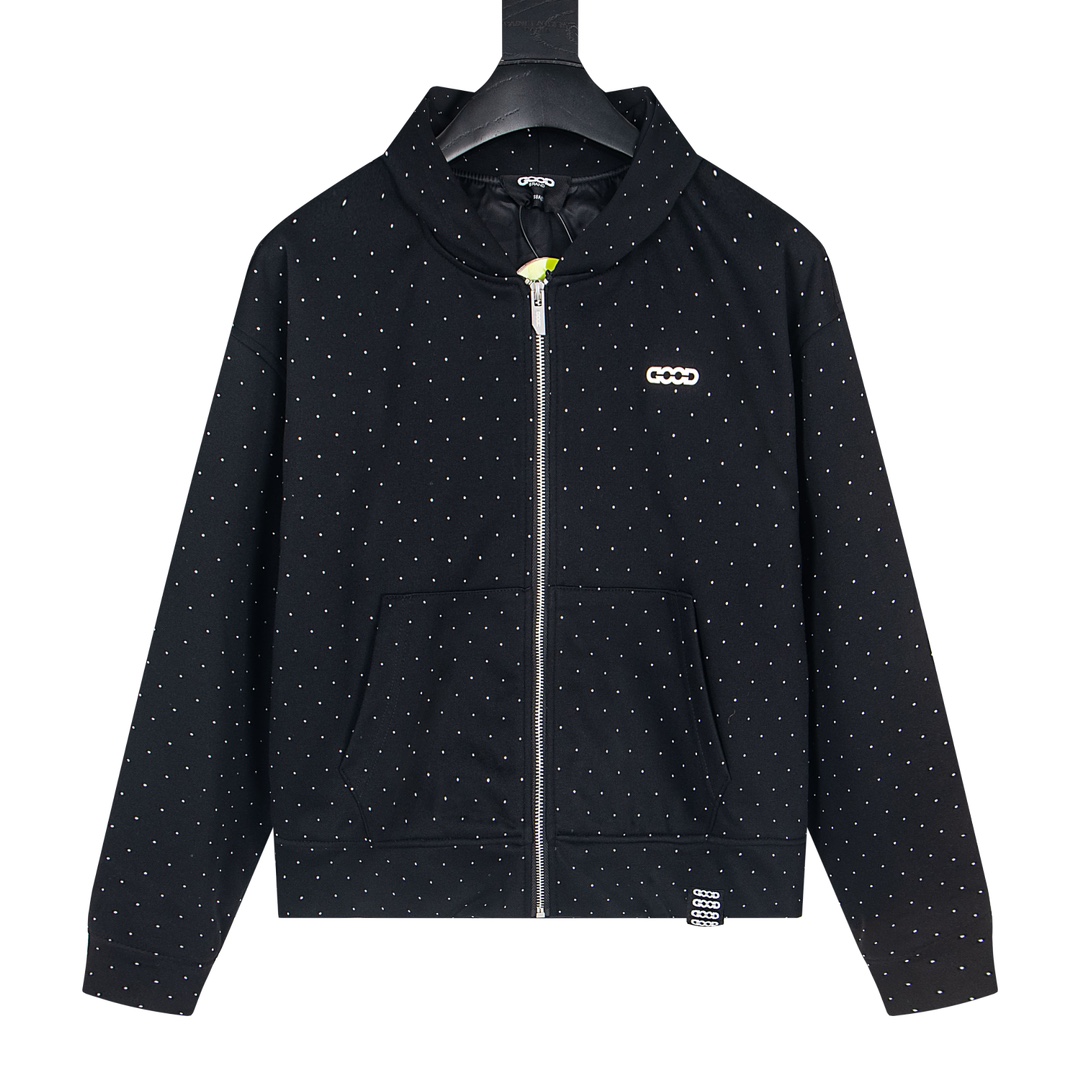 P215
款号Y649
GOODBRAND 闪银星空烫钻空气层开衫连帽卫衣 男女同款
颜色:灰色 黑色
码数:S M L XL