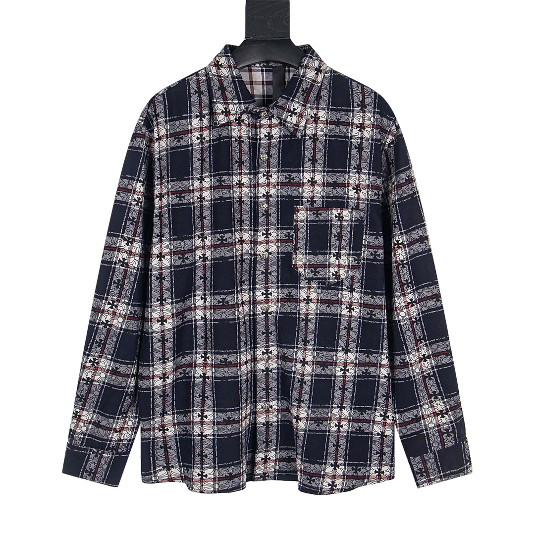 P205
款号Y650
CHROME HEARTS/克罗心CH 满印暗花长袖衬衫
定织定染纯棉芝麻底格子布,成布再匹印暗花,全衣对格手工裁,年底工费高,真皮手工绣袖,高品做旧童花四合扣,全网首批
颜色:黑色 红色
size: S-XL