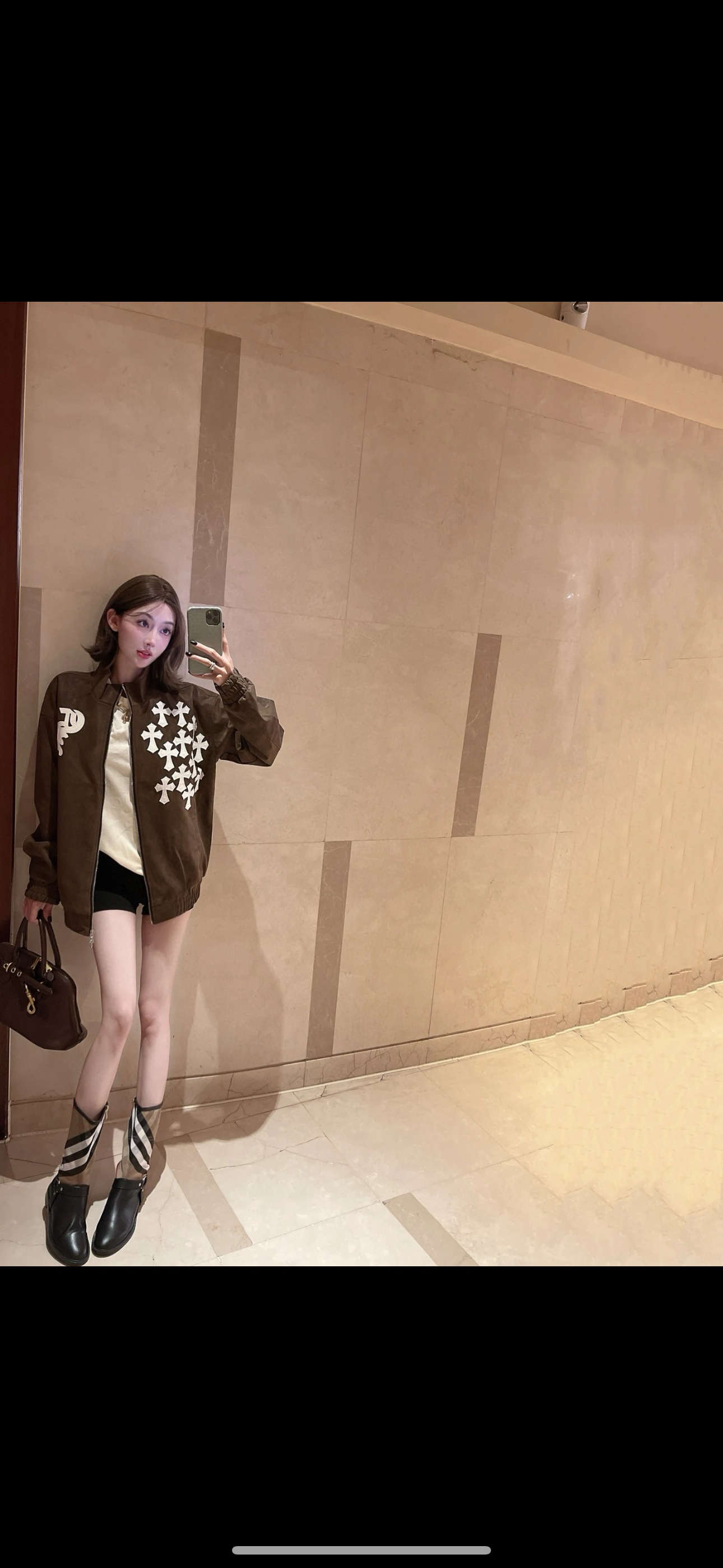 CH克罗心2024ss走秀款磨砂皮夹克 上身效果