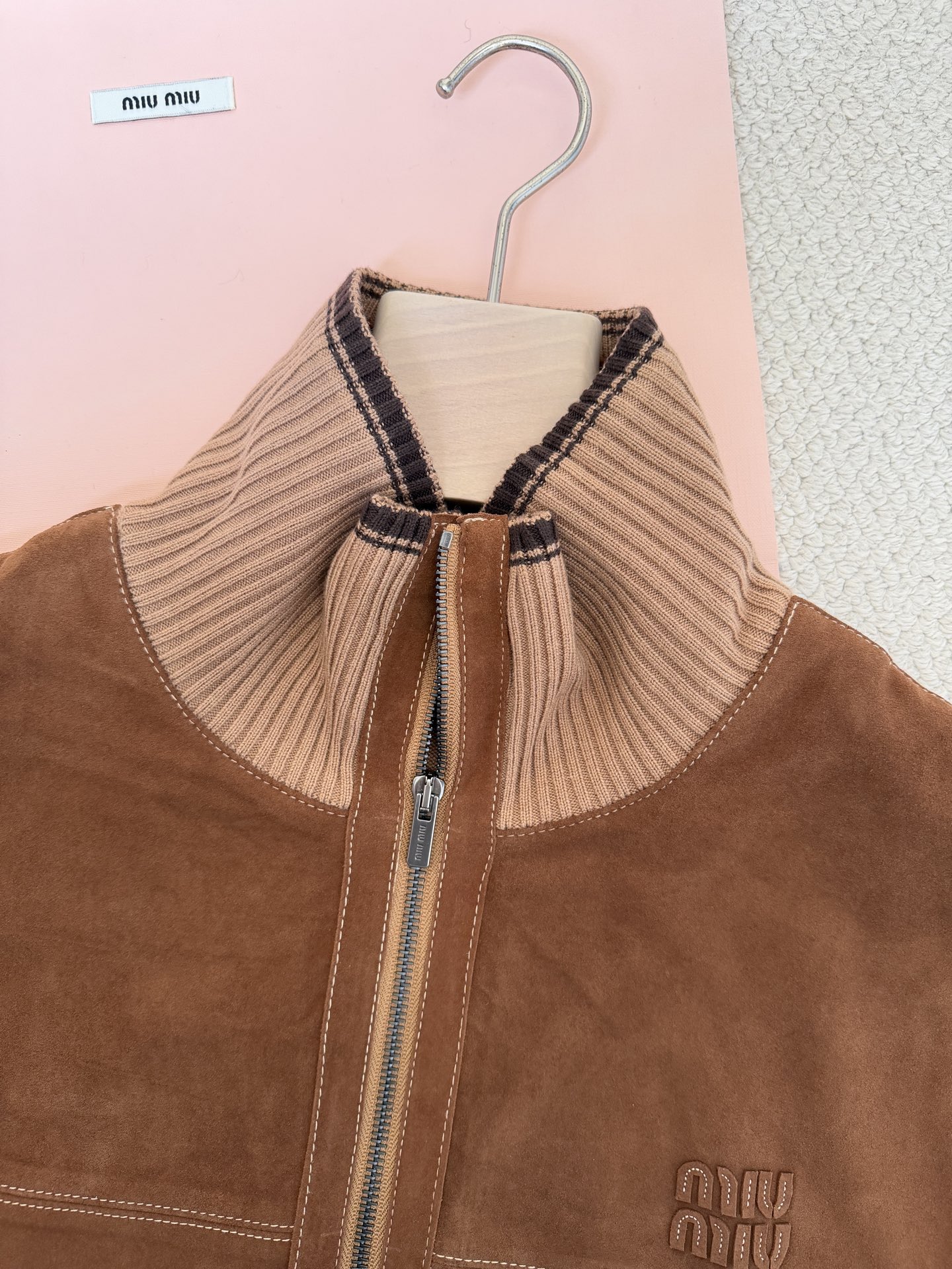 Miu Miu Suede & Cashmere Blend Cardigan - Cozy Autumn Knitwear 6 i1763947449646 6686 0 7